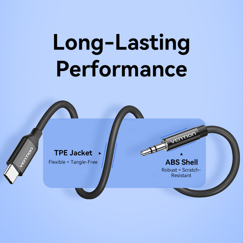 Vention USB-C Male to 3.5mm Male Audio Cable with DAC Adapter ABS Type、mySite、fannypackpong