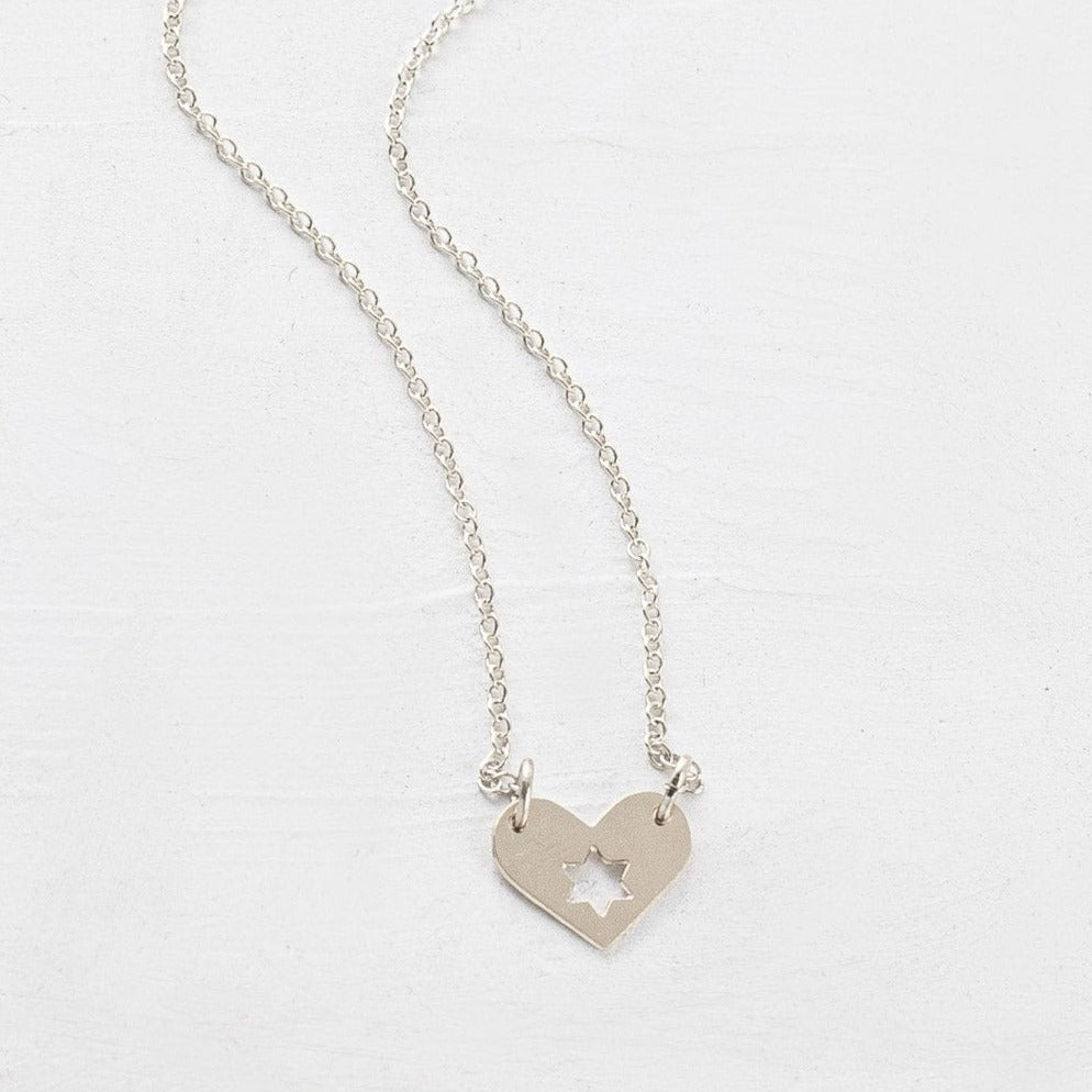 Silver Israel at Heart Necklace - 20% of Proceeds Donated、mySite、topwebapps