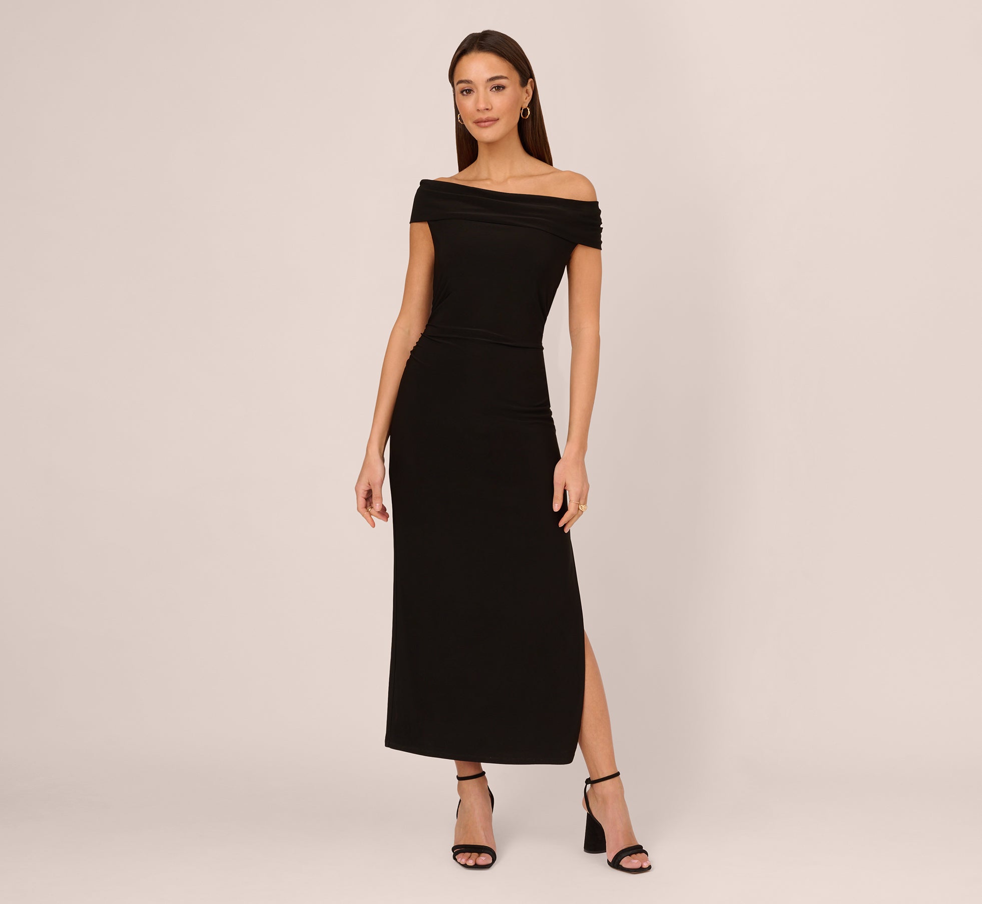 Off The Shoulder Jersey Maxi Dress In Black、mySite、solidvoid
