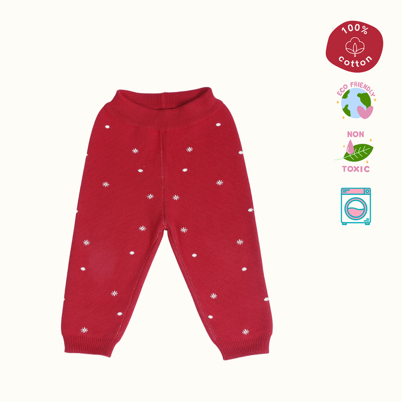 Cotton Jacquard Sweater, Lower & Cap Set | Hearth Warming Bear Printed | Blue & Red| Set of 3、mySite、camillekostekn