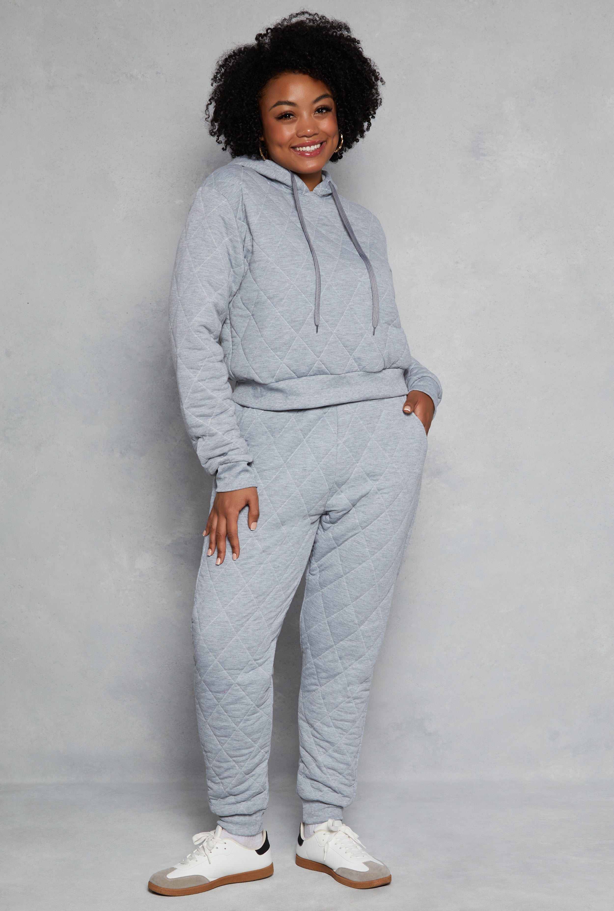 Plus Size Quilted Toggle Drawstring Joggers、mySite、camillekostekn