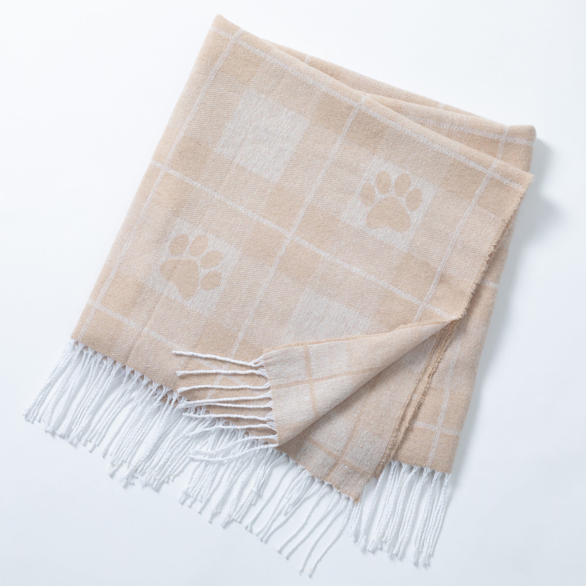 Ukrainian Cotton Blend Paw Throw Blanket with Fringe、mySite、camillekostekn