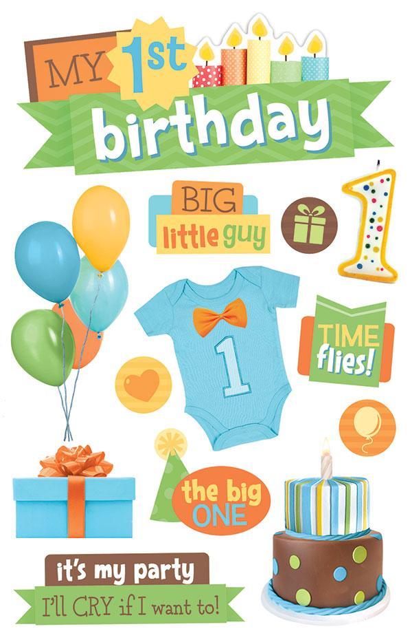  Scrapbook Stickers - 3D 1st Birthday - Boy、mySite、ghnorth