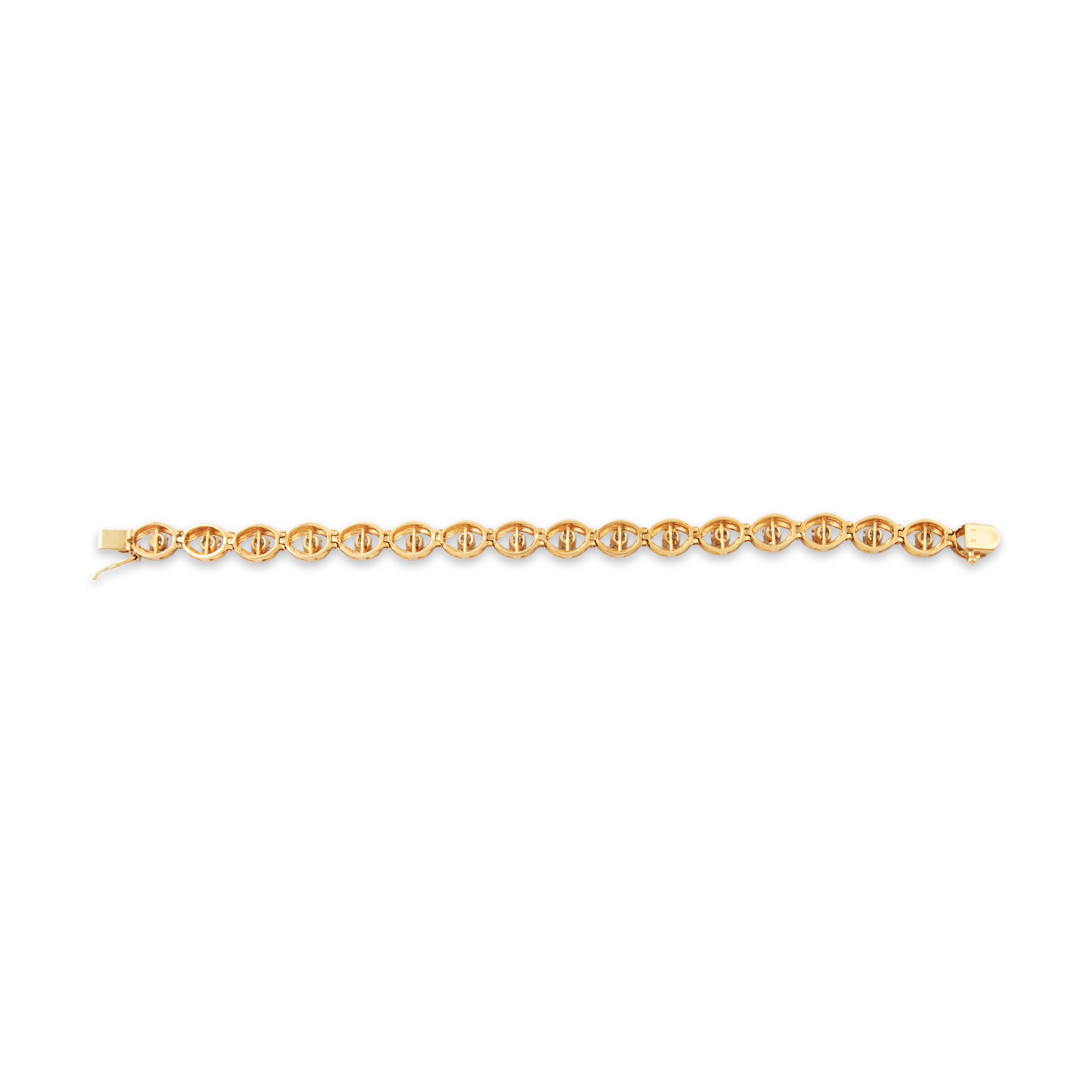 Vintage Heavy 14k Gold 2.48cttw Diamond Textured Link Bracelet 6.5、mySite、hinf8tx79