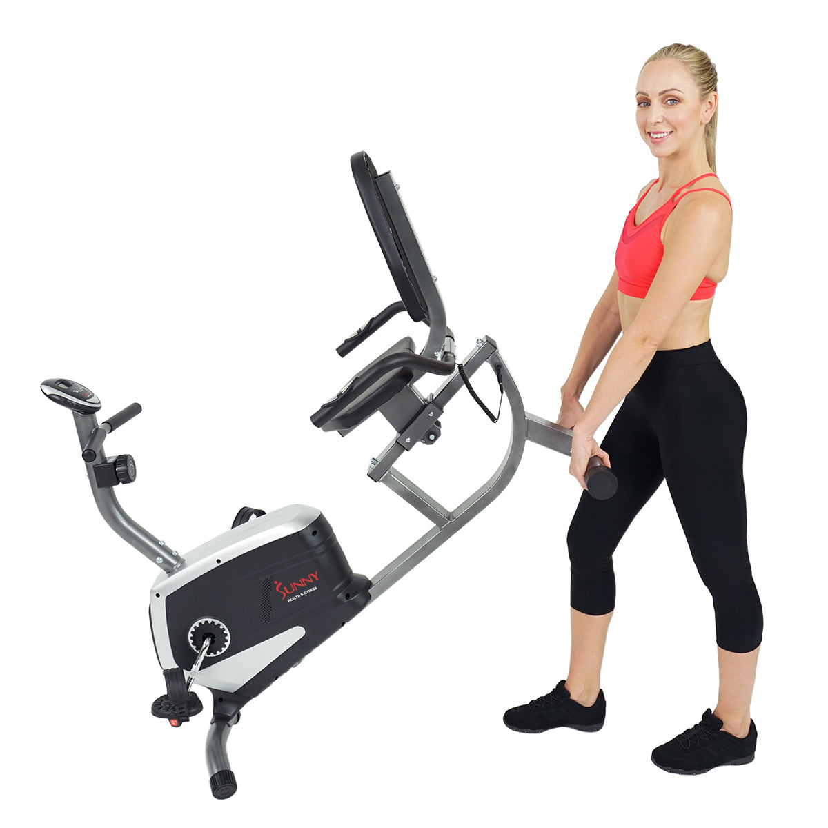  Magnetic Recumbent Exercise Bike, 300 lb Capacity & Adjustable Seat、mySite、ghnorth