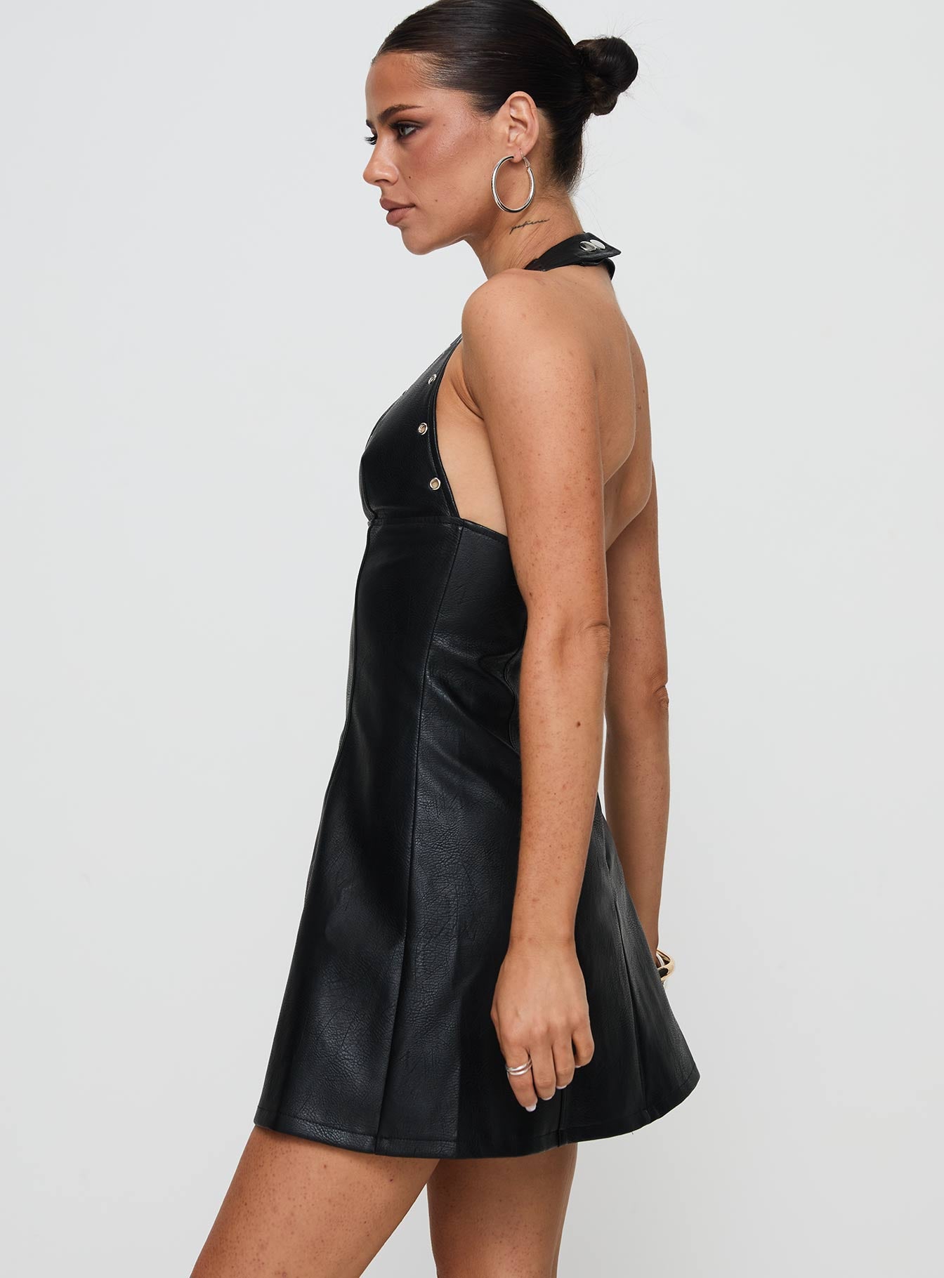 Hit Different Faux Leather Mini Dress Black、mySite、solidvoid