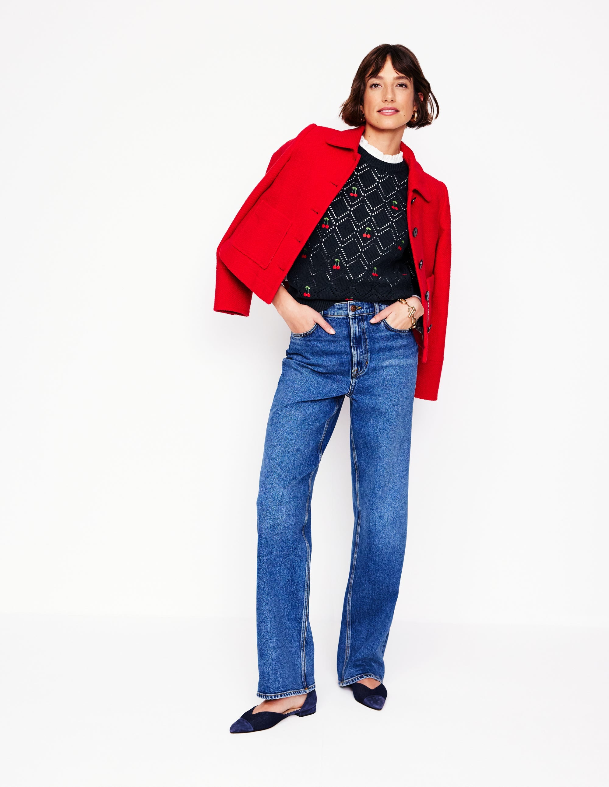  Enid Embroidered Sweater-Navy, Cherries、mySite、ashleygrahame