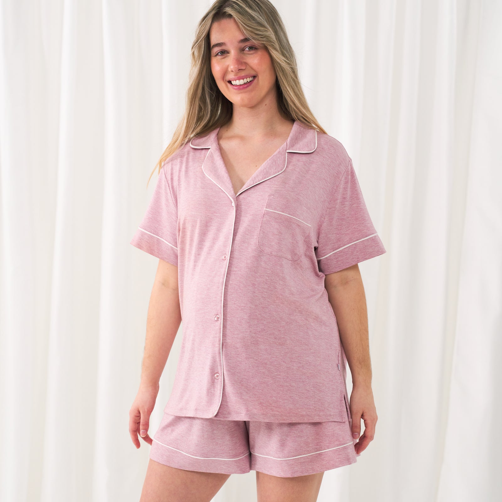 Heather Mauve Women's Short Sleeve & Shorts Pajama Set、mySite、g9winljtr