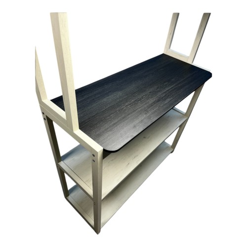  31.5" White and Black color 5-Tier Bakers Rack for Kitchen with Storage, Coffee Bar, Kitchen Shelves, Microwave Stand、、yumabirdnaturehistoryfestival