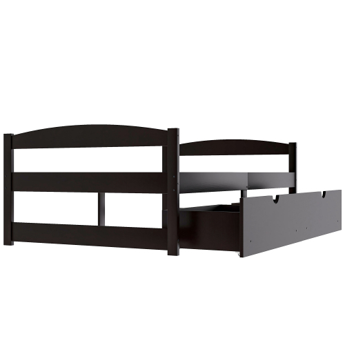 Twin size platform bed, with two drawers, espresso、、casual