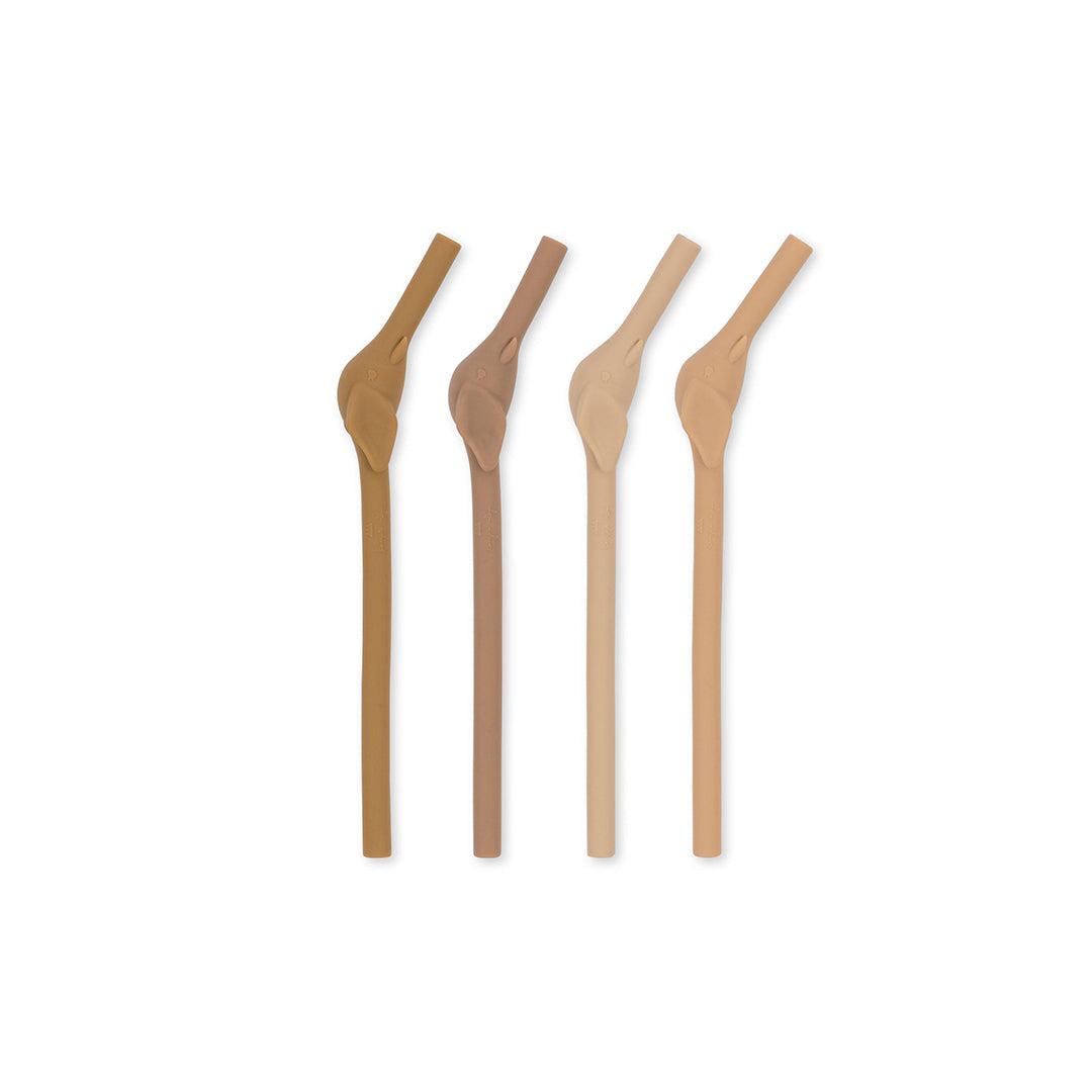  Konges Slojd Silicone Straws - Elephant - Rosesand Mix - 4 Pack、mySite、merchandisen