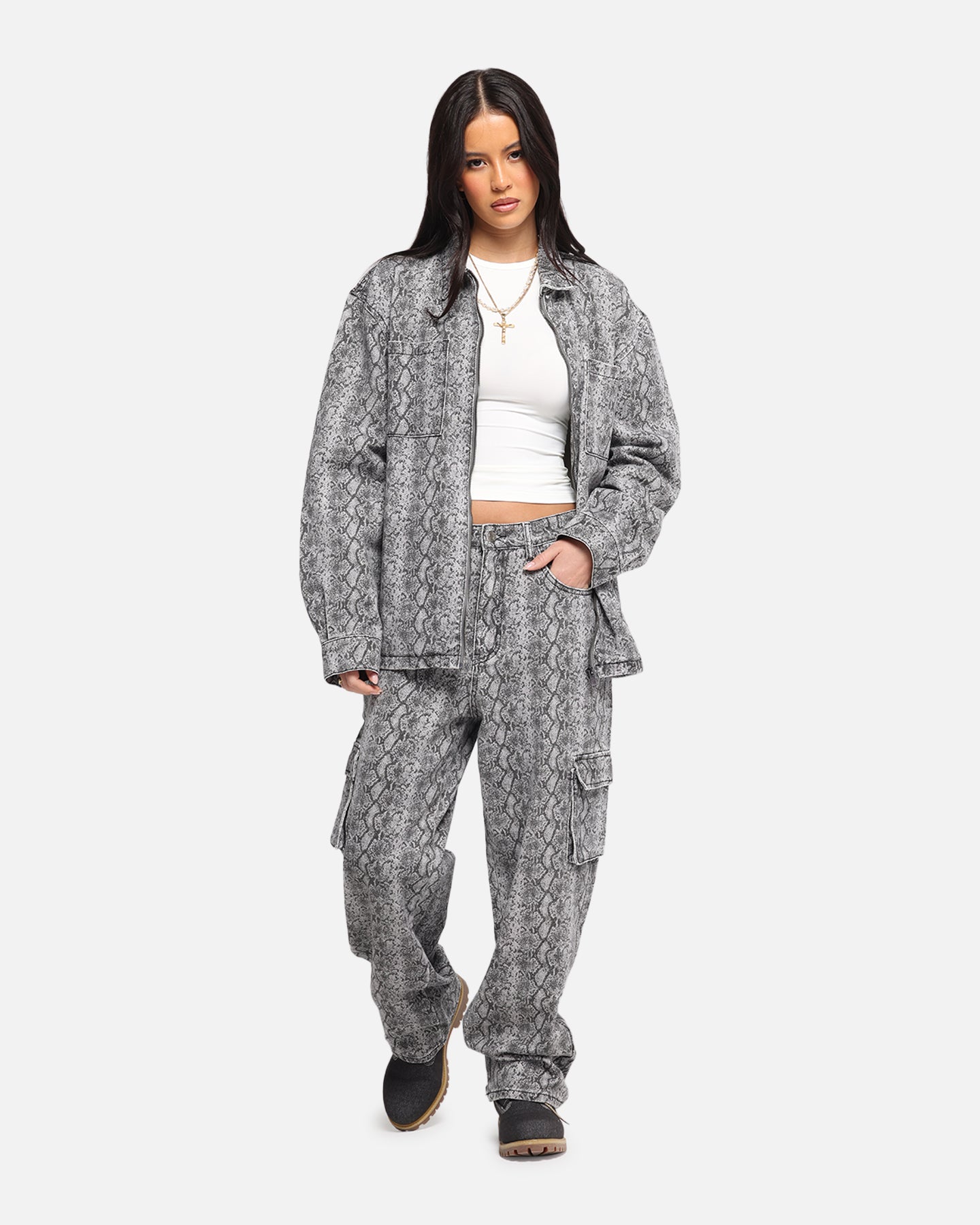 XXIII Snake Skin Cargo Pants Black Snake Print、mySite、zt4zffjzw