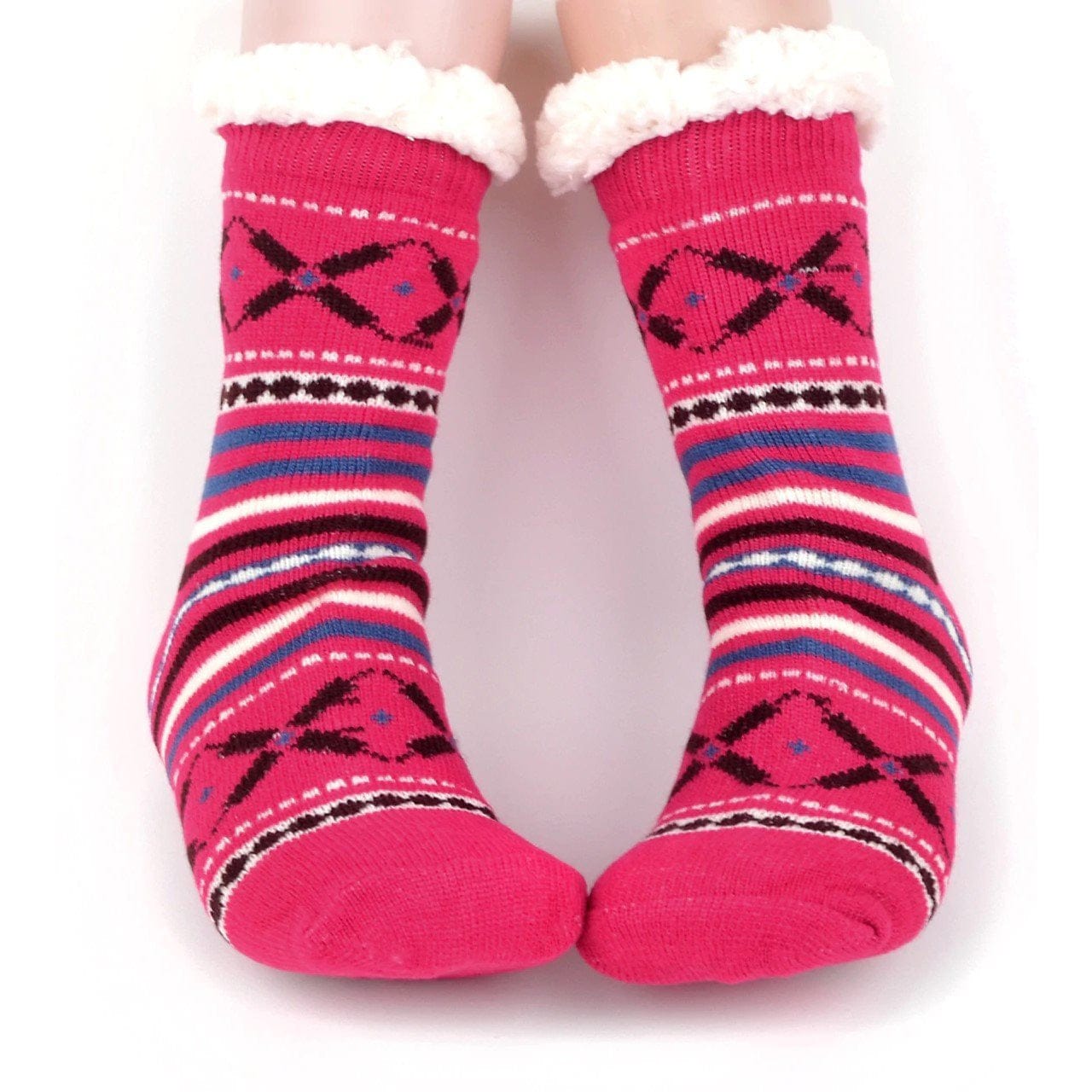Ladies & Girls Slipper Socks, Thick & Fuzzy Sherpa Slipper Socks, 5 Varieties SZ 4-10shoe、mySite、g9winljtr