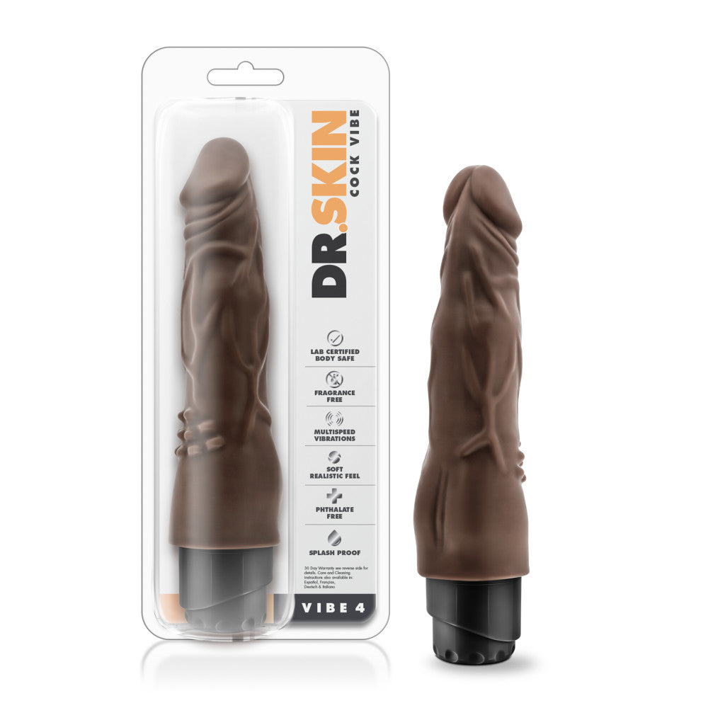 Dr. Skin By Blush® | Cock Vibe 4 Realistic Chocolate 8-Inch Long Vibrating Dildo、mySite、bottomscart