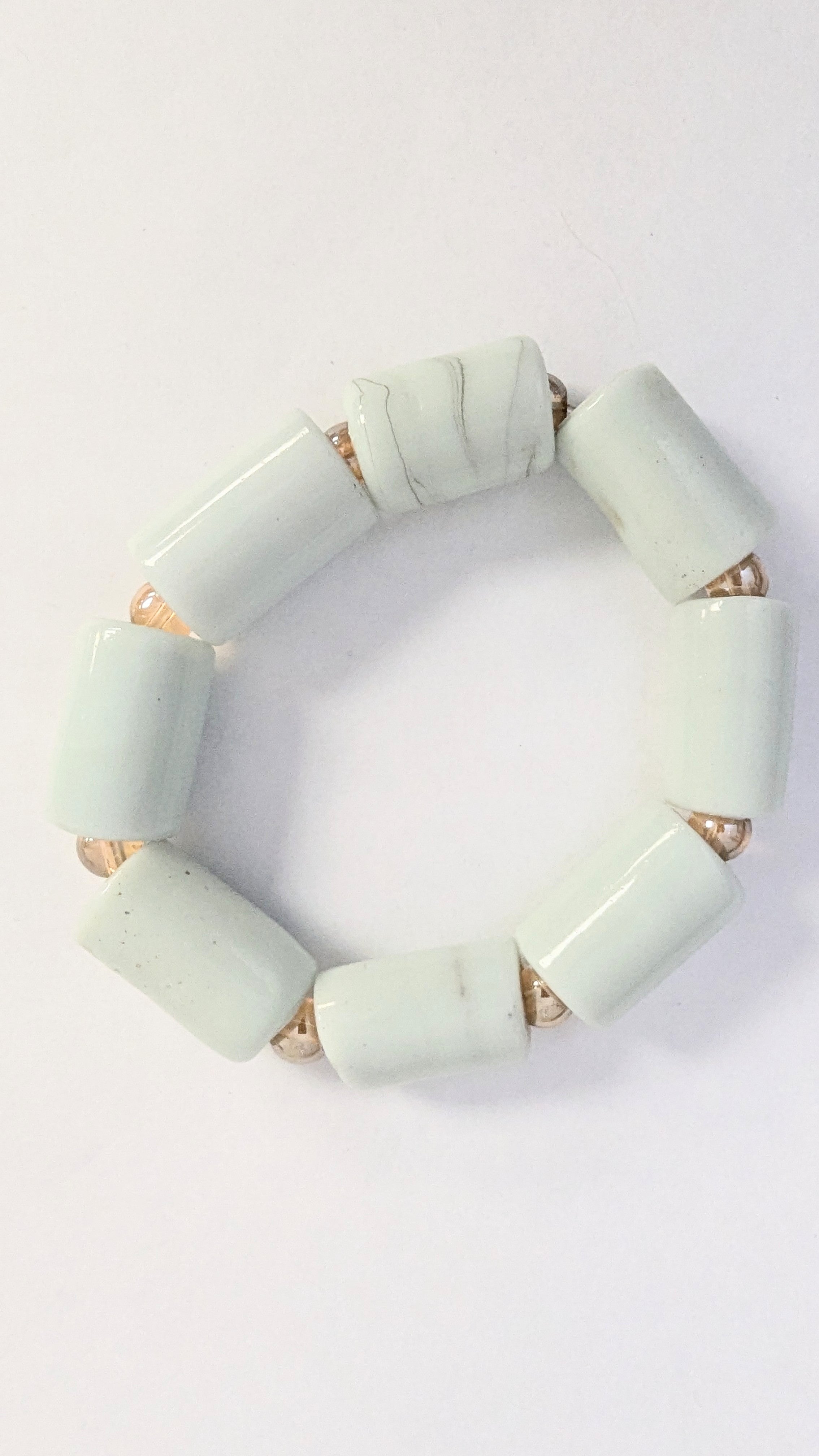 Dupsie's Orinayo African Ivory Beige Colored Elastic Bead Bracelet DPABBI5、mySite、solidvoid