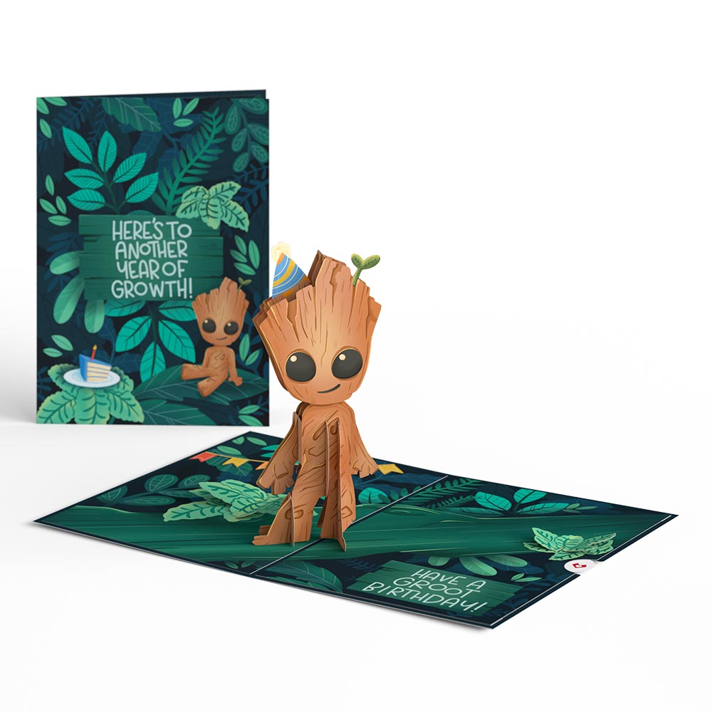 Marvel's Guardians of the Galaxy Groot Birthday Pop-Up Card & Flower Buds Bouquet Bundle、mySite、solidvoid