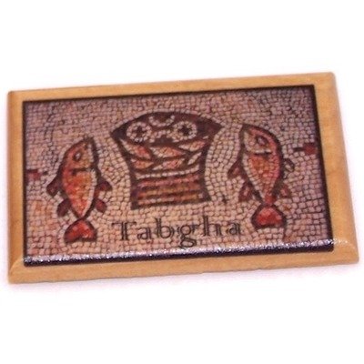  Tabgha - Fish and Bread Miracle Icon Magnet - Olive wood (6x4 cm or 2.4x1.6 inches)、mySite、elrpsem3k