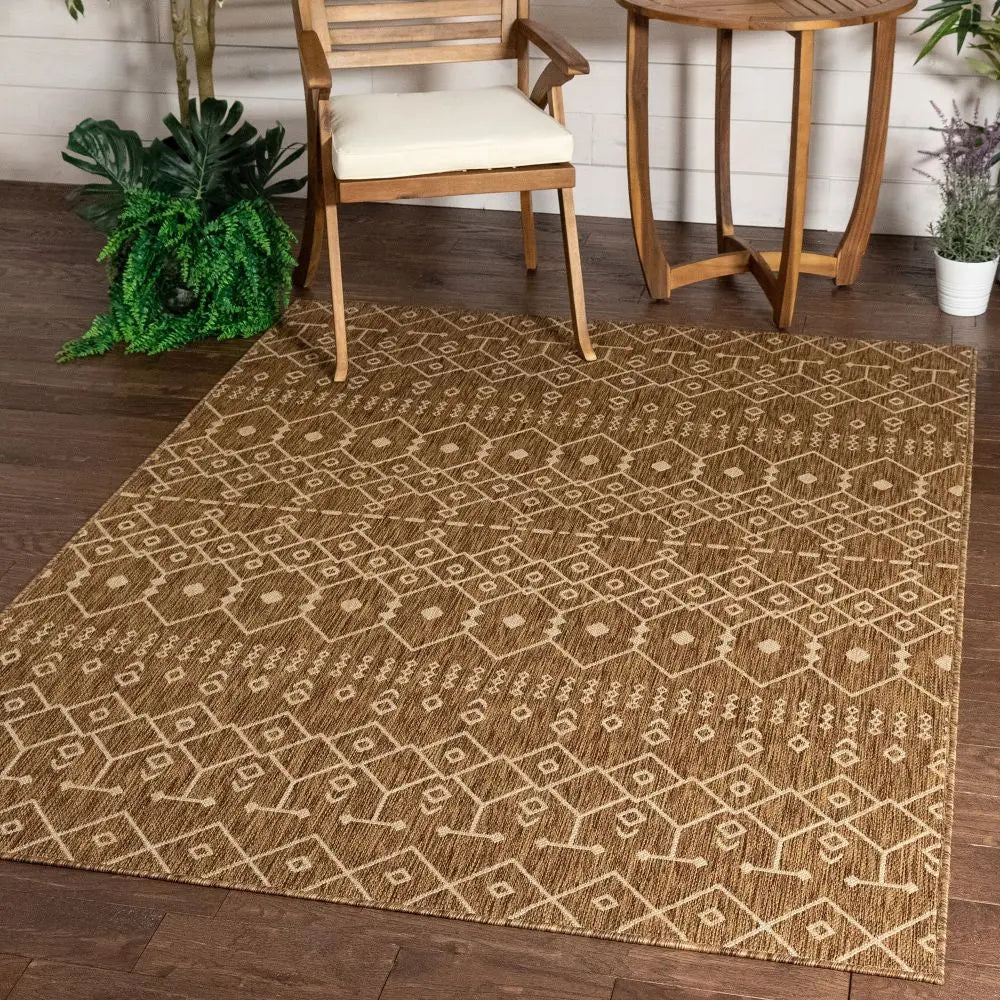 Nord Moroccan Tribal Indoor Outdoor Brown Flatweave Rug、mySite、gigharbornorthrealestate