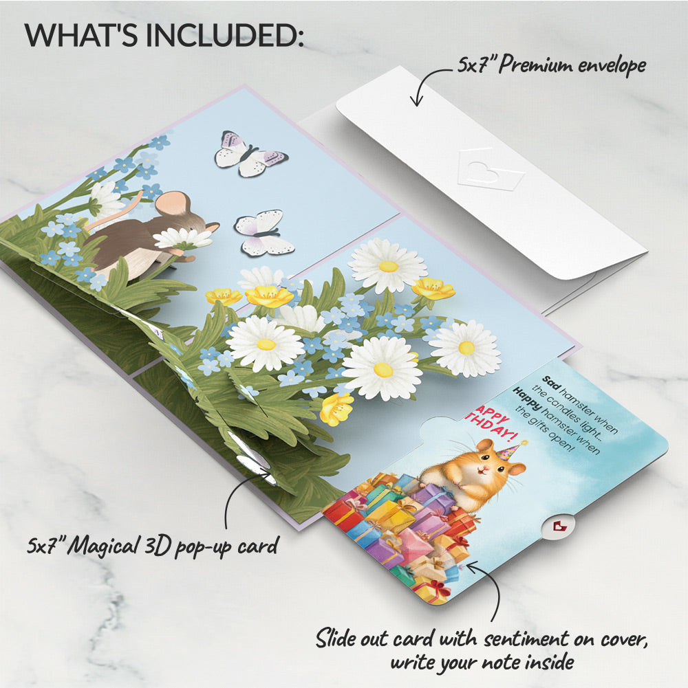 Field Mouse in the Flowers Birthday Pop-Up Card and Happy Hamster Sentiment Set、mySite、solidvoid