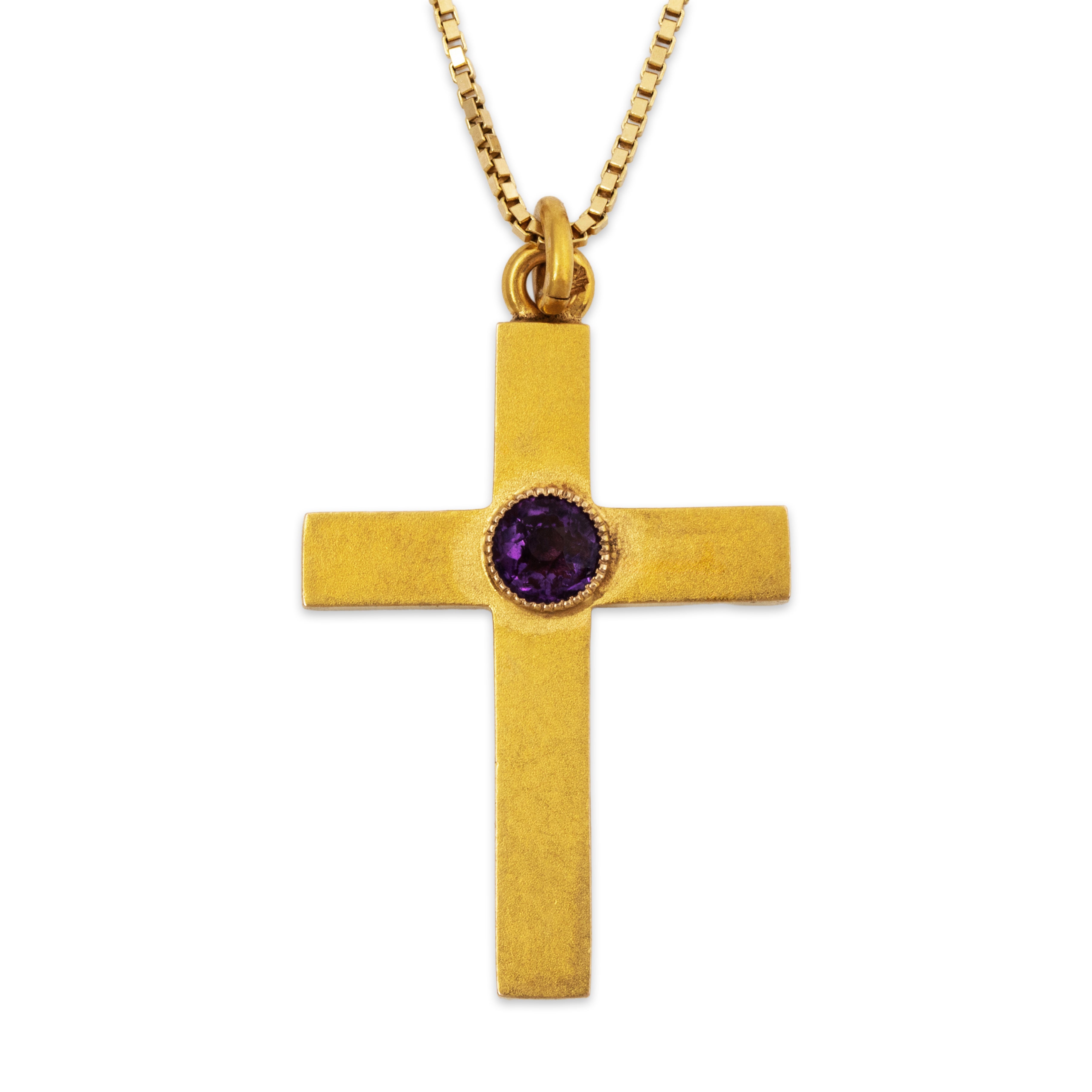 Antique 14k Yellow Gold European Cut Amethyst Satin Finish Pendant Necklace 20、mySite、hinf8tx79