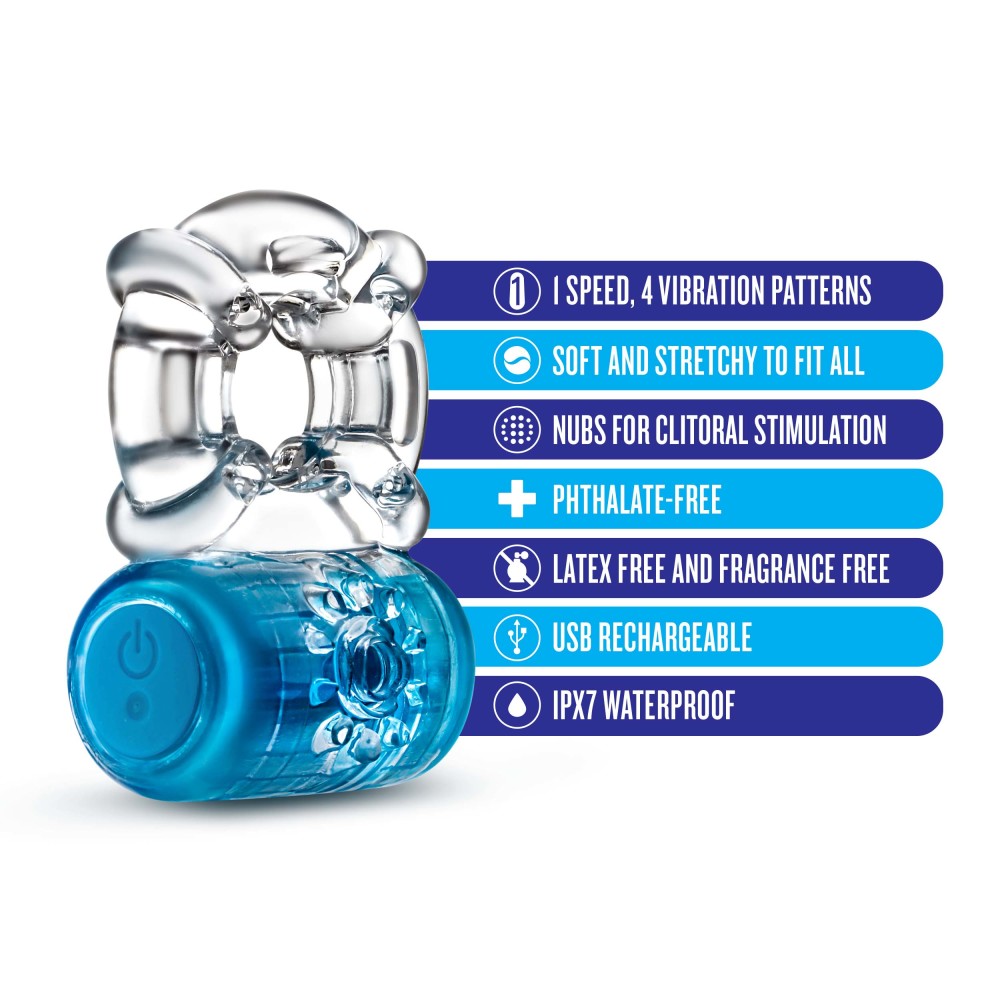 Play With Me By Blush® | Pleaser: Blue Rechargeable Vibrating Penis Ring、mySite、bottomscart