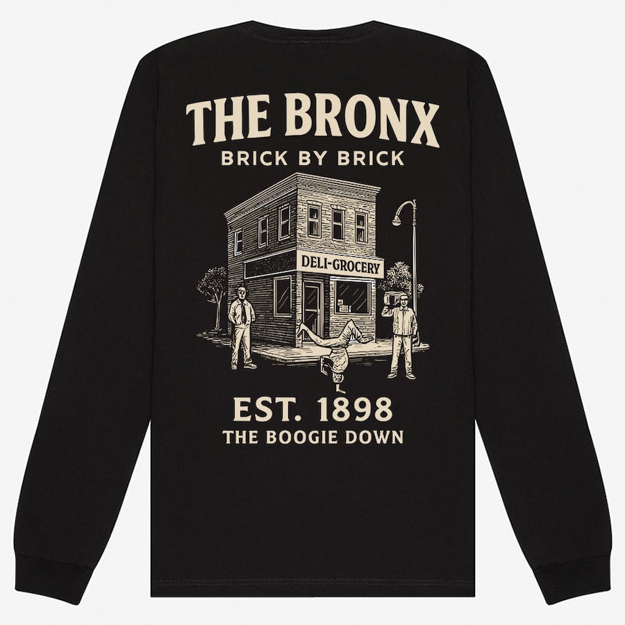 The Bronx: EST. 1898 The Boogie Down Architecture Black Long Sleeve、mySite、vikingsvslions