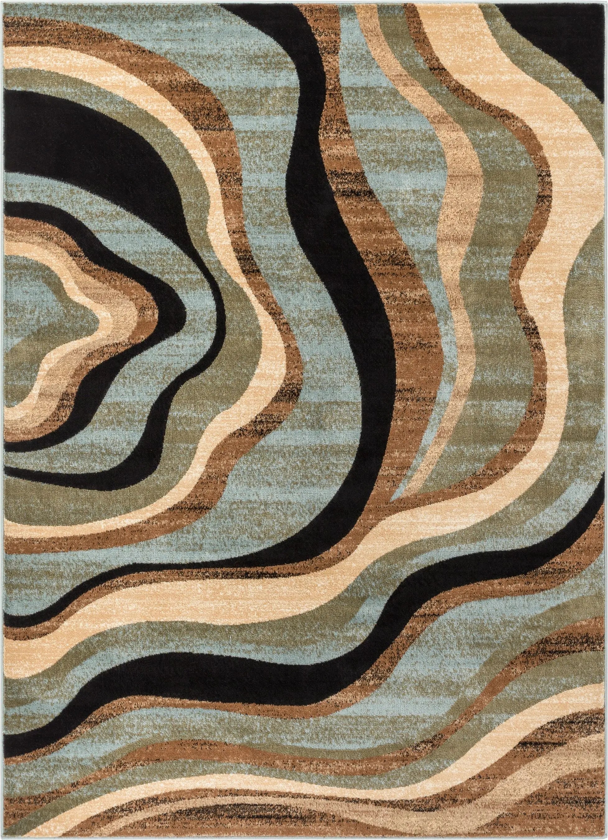 Nirvana Waves Multi Blue Modern Rug、mySite、gigharbornorthrealestate