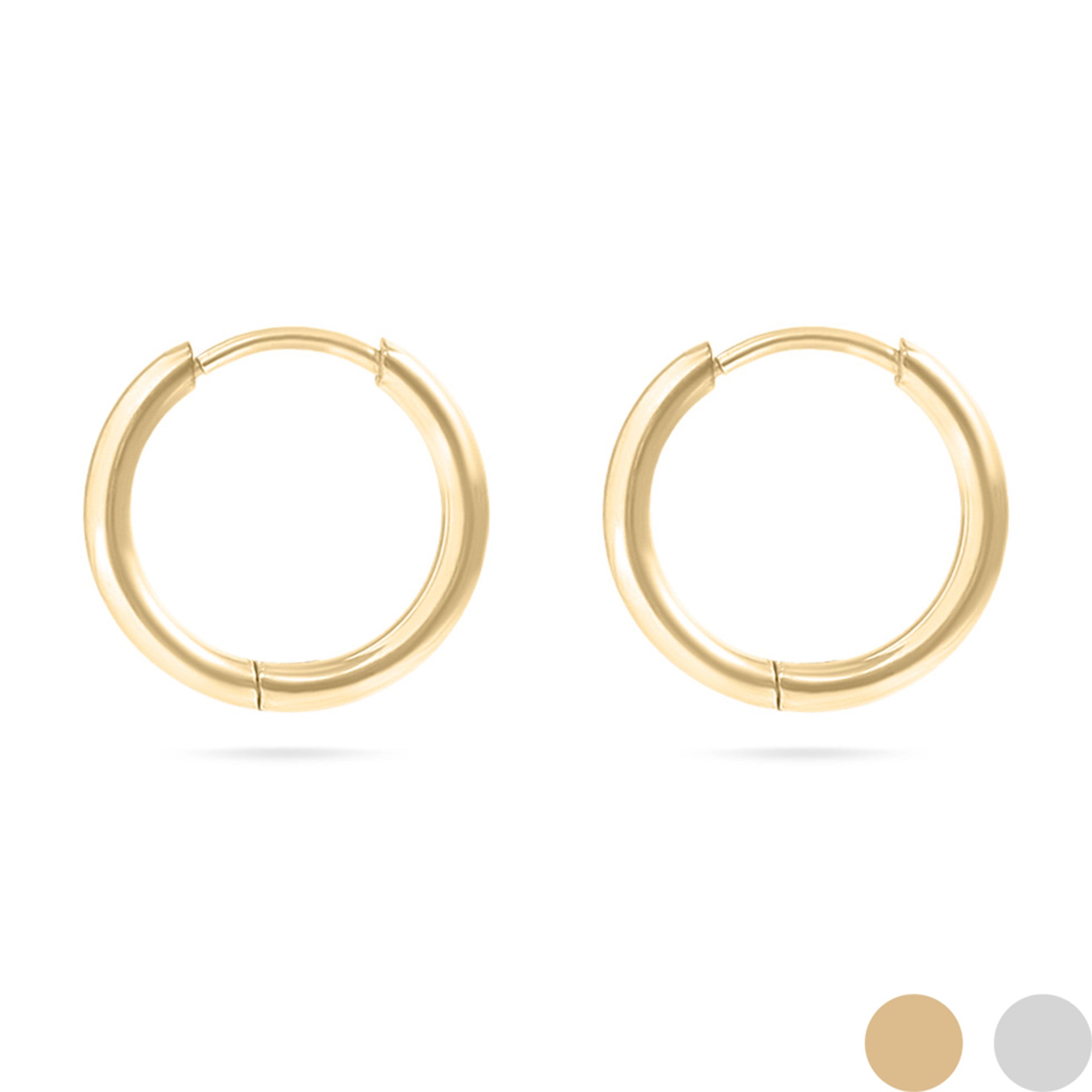 18K Gold PVD Stainless Steel Classic Hoop Huggie Earrings / ERJ0021、mySite、dreamappss