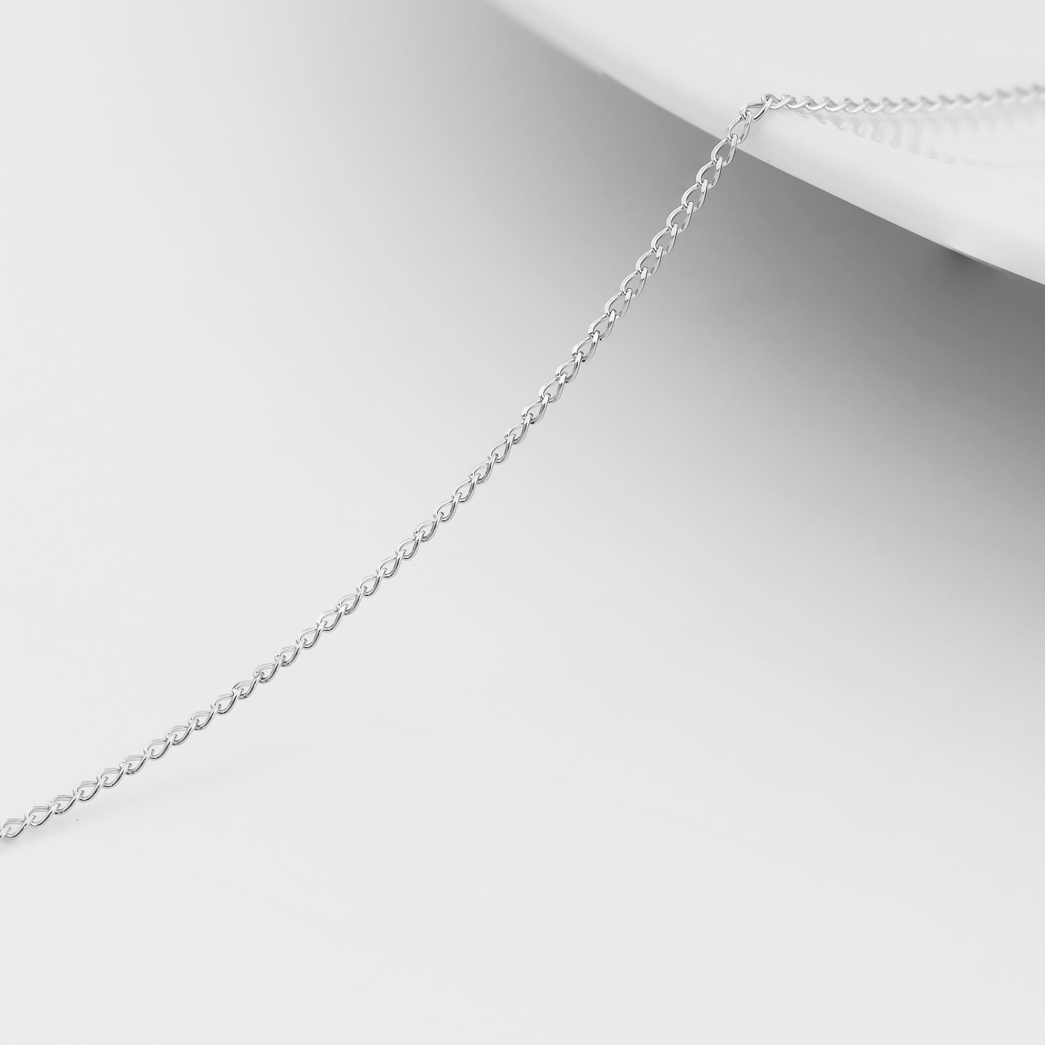 0.9mm Fine Diamond Cut Curb .925 Sterling Silver Permanent Jewelry Chain - By the Foot / PMJ0004、mySite、dreamappss