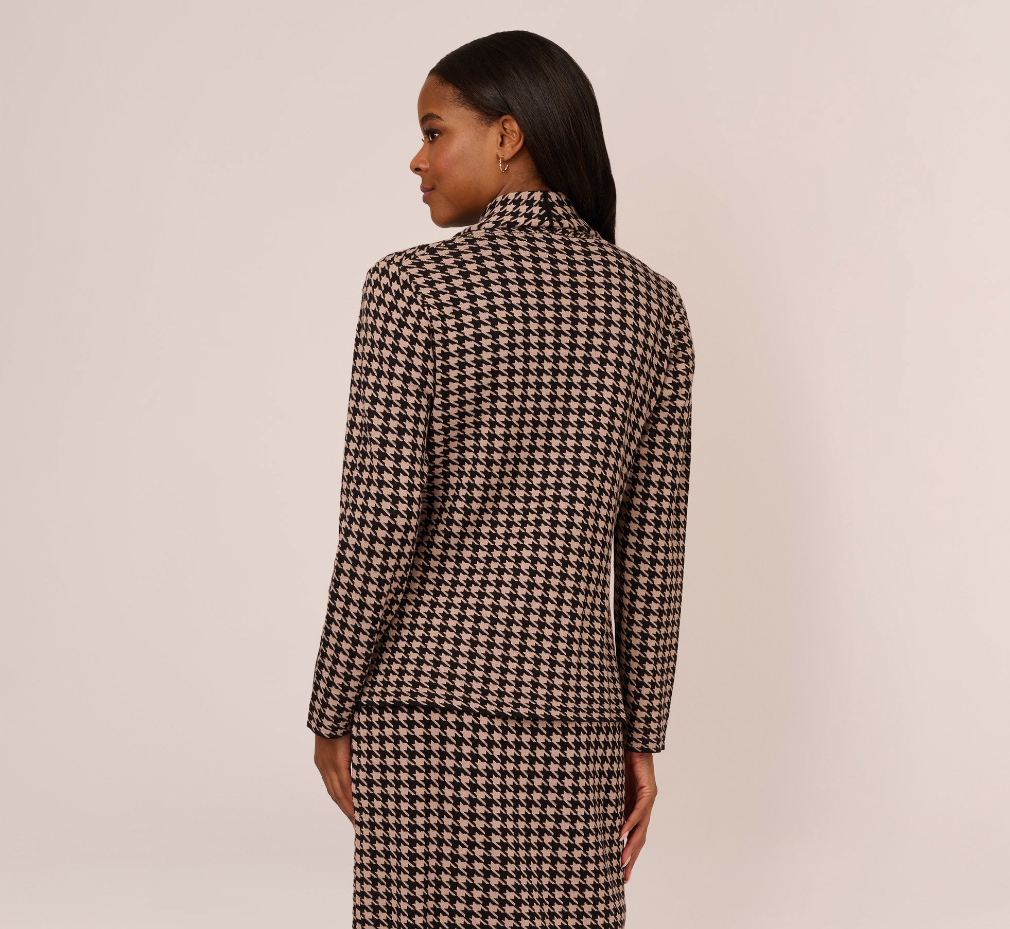 Houndstooth Blazer With Shawl Collar In Dusty Camel Soft Houndstooth、mySite、solidvoid