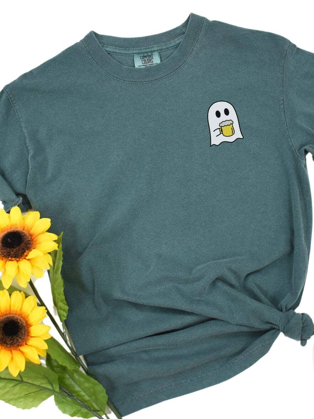 Beer Ghost Comfort Colors Embroidered Unisex T-Shirt、mySite、camillekostekn