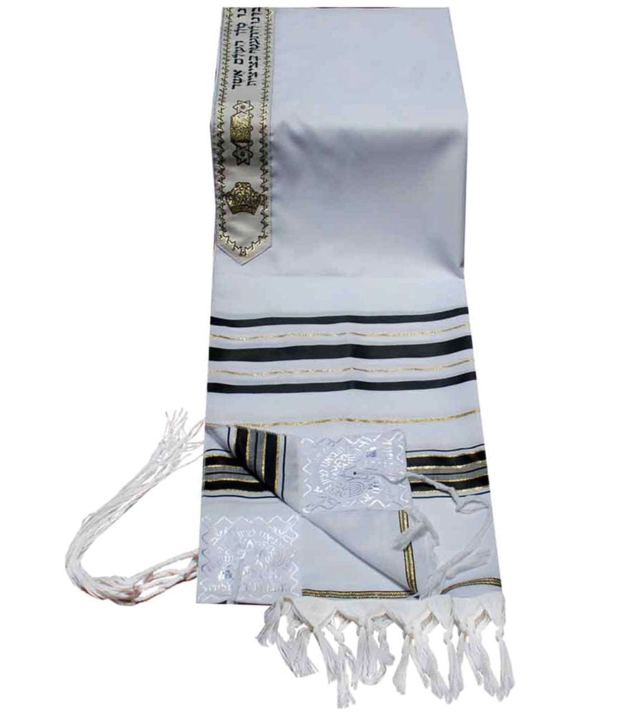 Acrylic Tallit (imitation Wool) Prayer Shawl in Black and Gold Size 24 L X 72 W、mySite、topwebapps
