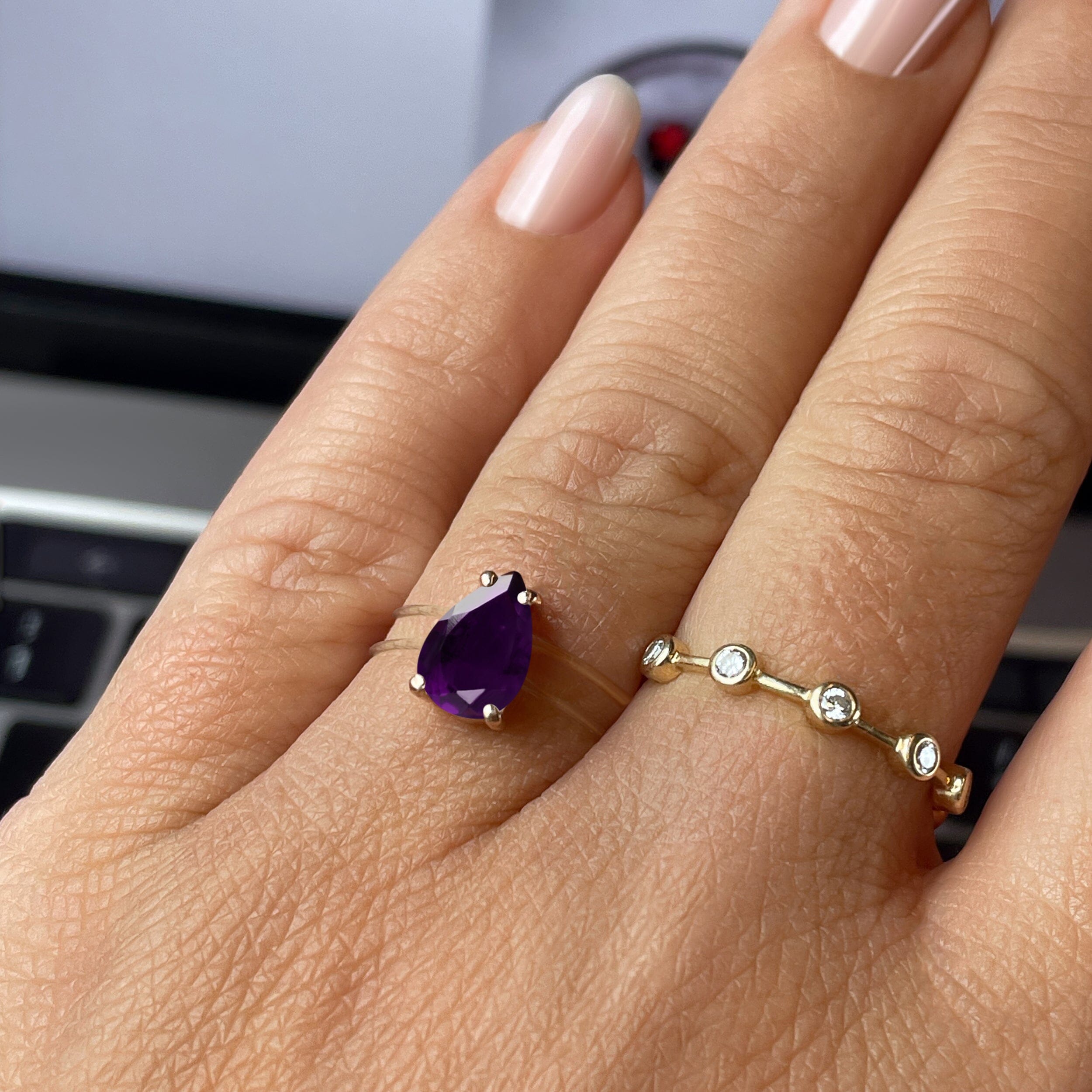 Amethyst Ring Floating Sway - February Birthstone、mySite、hinf8tx79