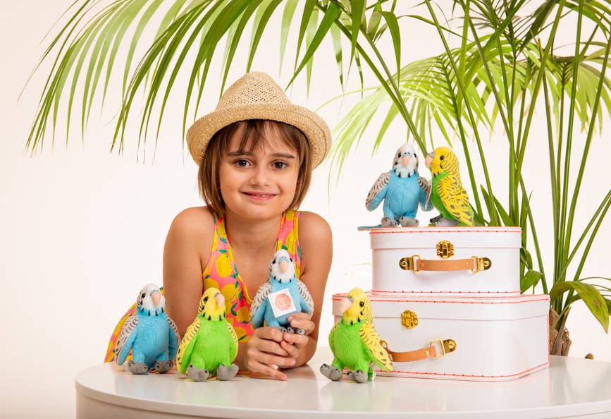 Blue or Green Budgie 13 cm Teddy Hermann Plush Realistic Parakeet、mySite、g9winljtr