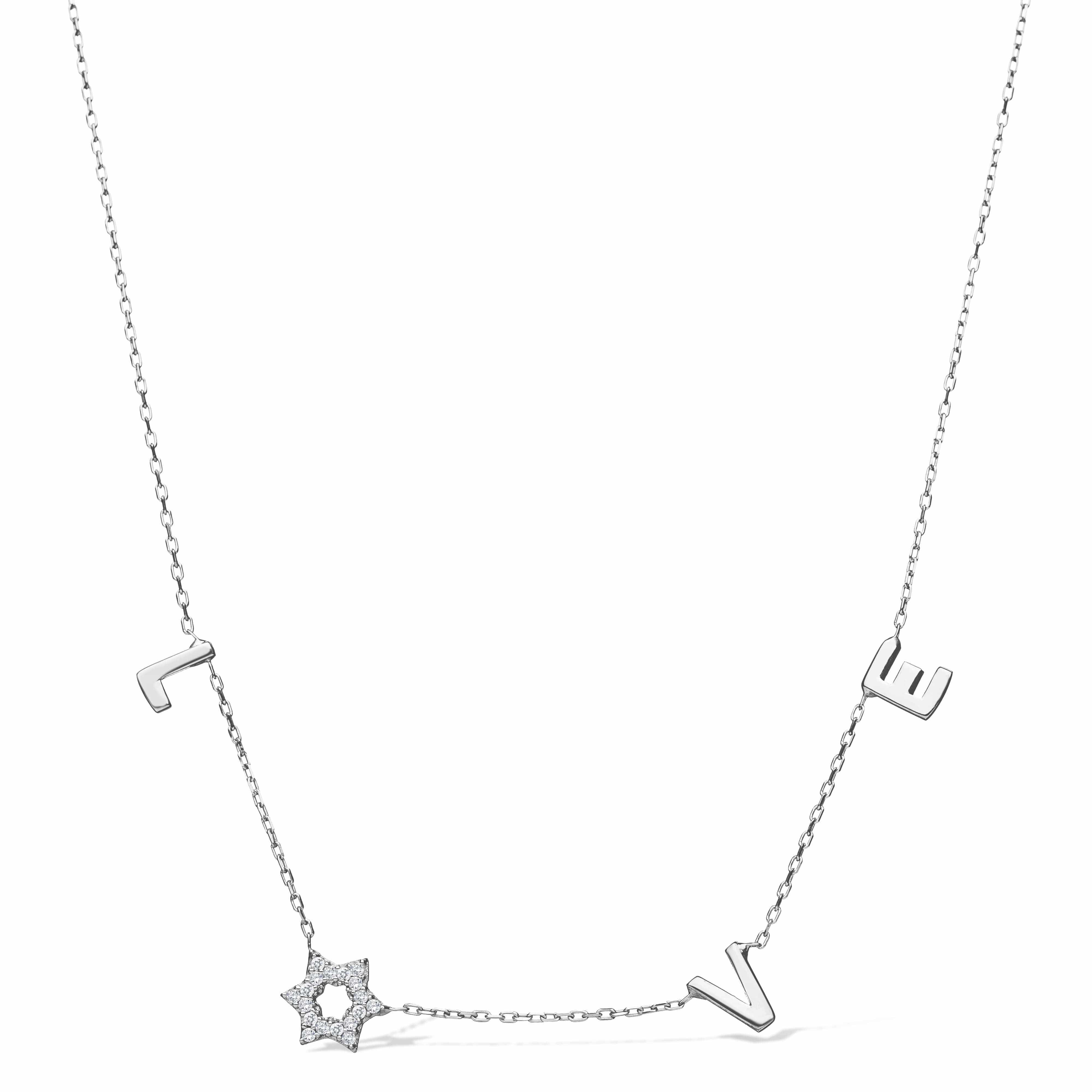 Love Necklace with Diamond Star of David - 14k White Gold、mySite、topwebapps