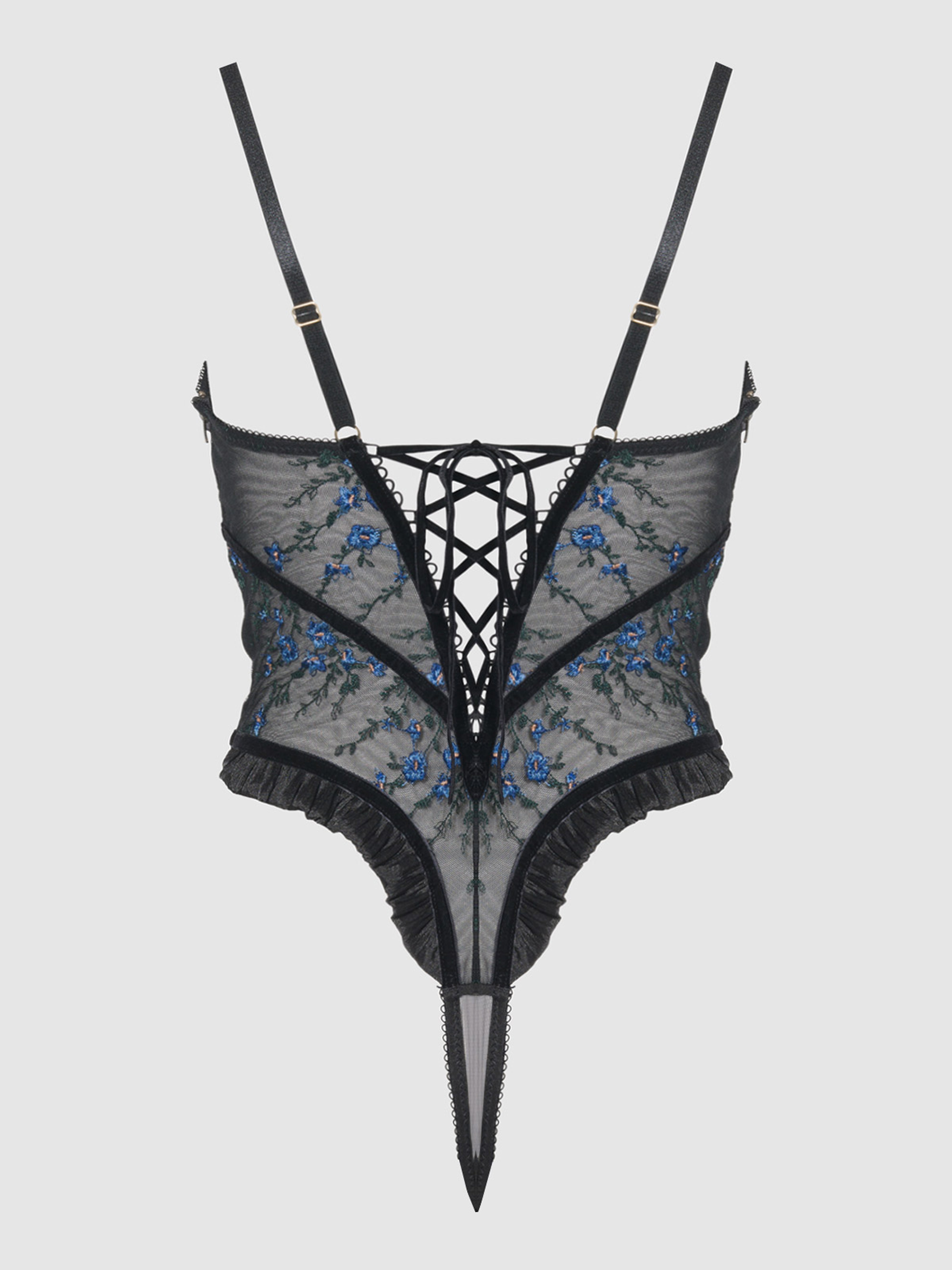 Embroidered Mesh Underwire Teddy、mySite、bengalsvssteelers