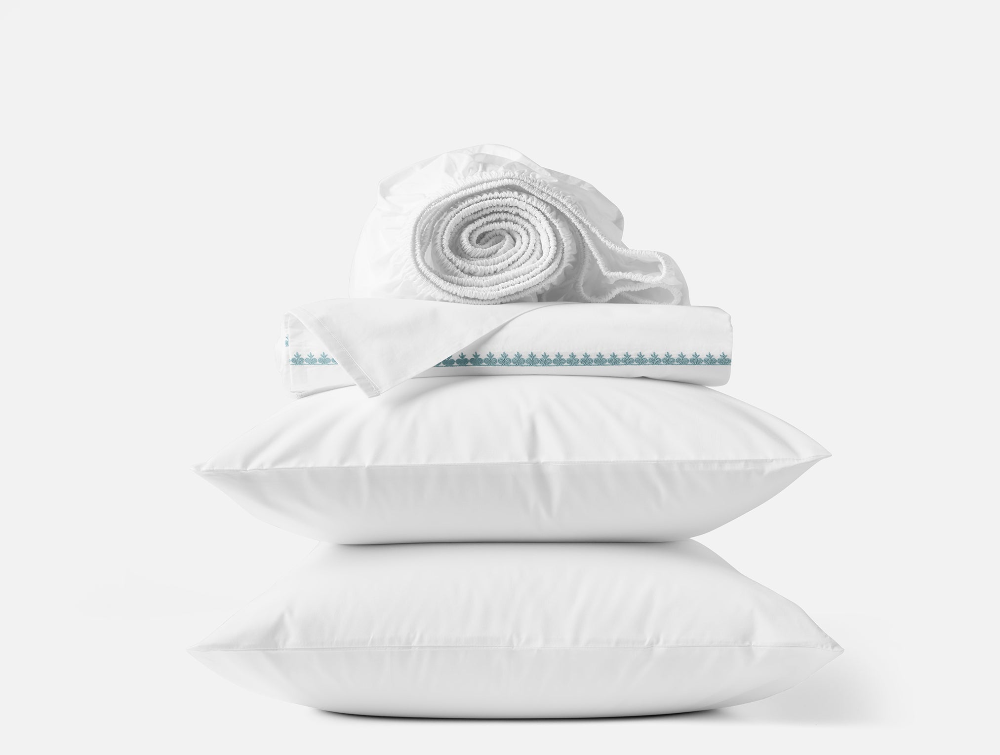  Floret Embroidered Organic Percale Sheet Set、mySite、sugarbowlscore