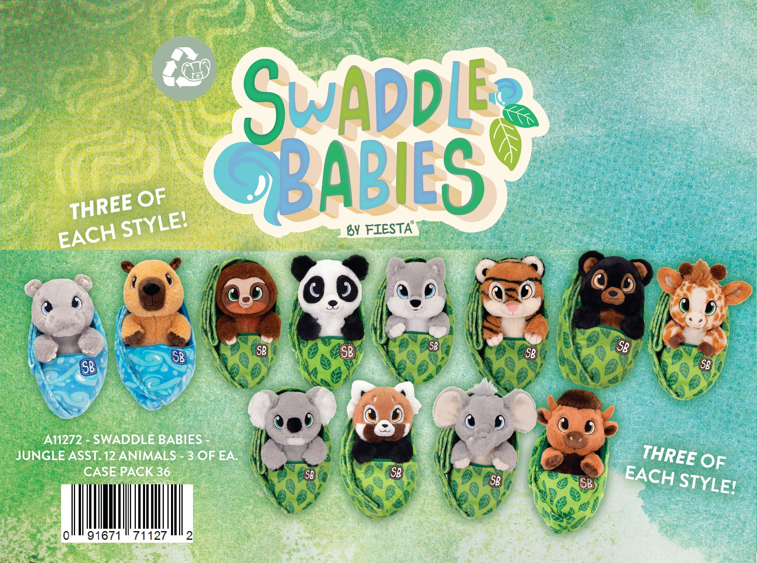 SWADDLE BABIES -JUNGLE ASST. 12 ANIMALS、mySite、g9winljtr