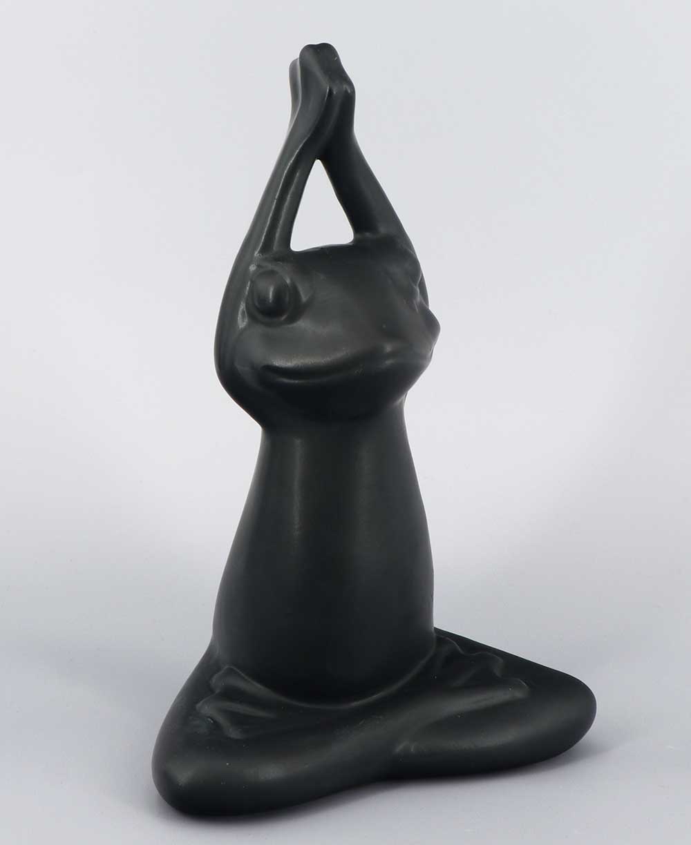 Set of 3 Yoga Frog Black Ceramic Statues、mySite、topwebapps