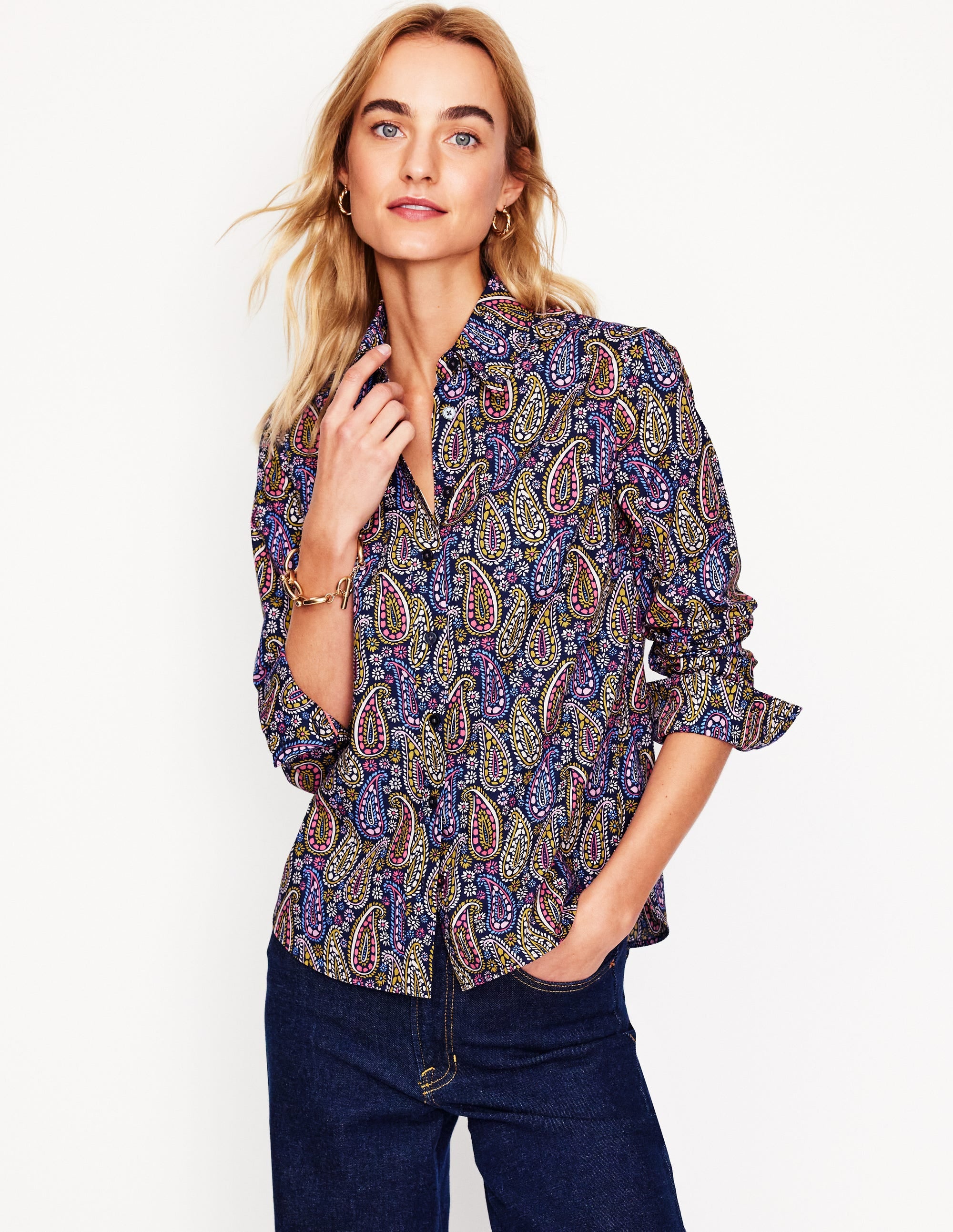 Sienna Cotton Shirt-Dawn Blue, Illustrated Paisley、mySite、ashleygrahame