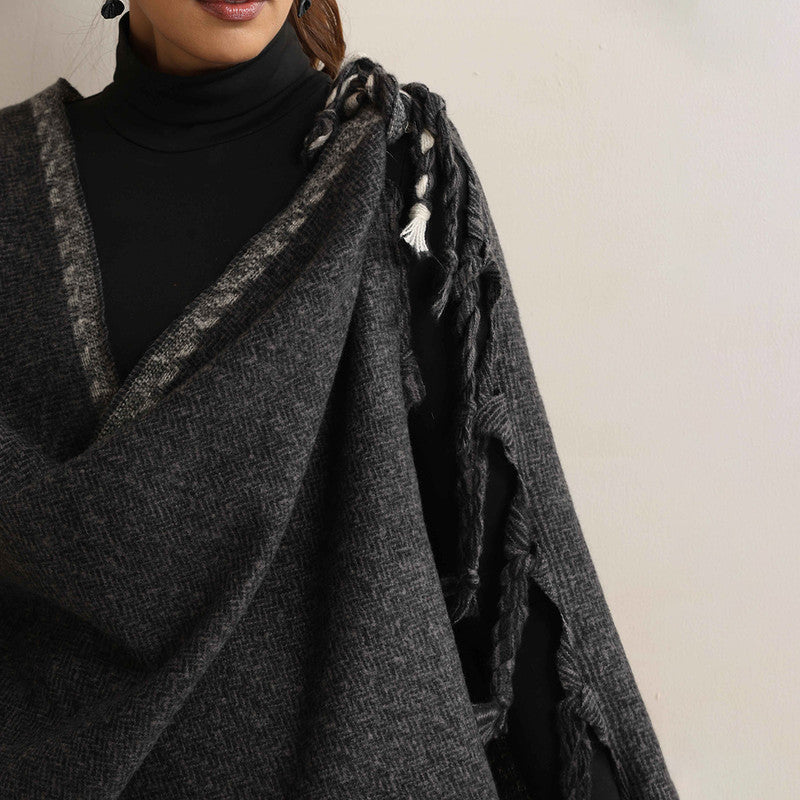 Woolen Solid Stole | Black、mySite、camillekostekn