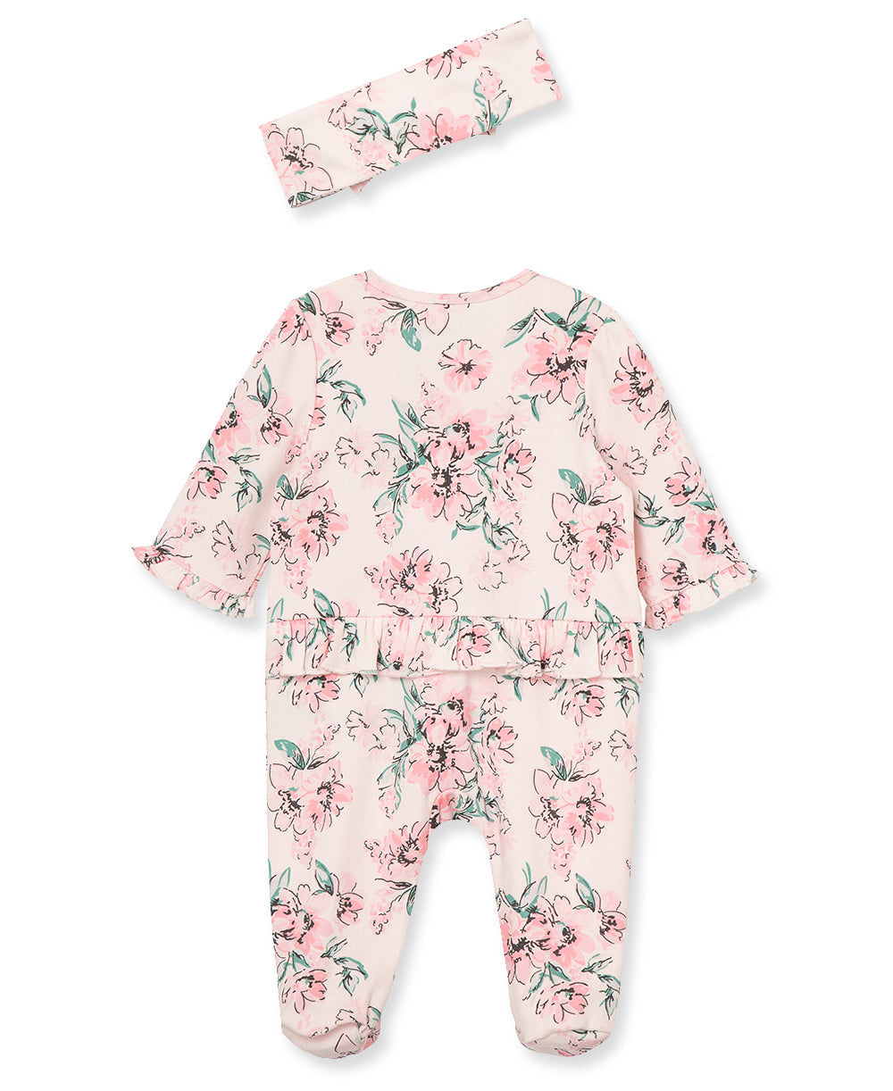  Dream Floral 2-Way-Zip Footed One-Piece and Headband、mySite、layawaytickets