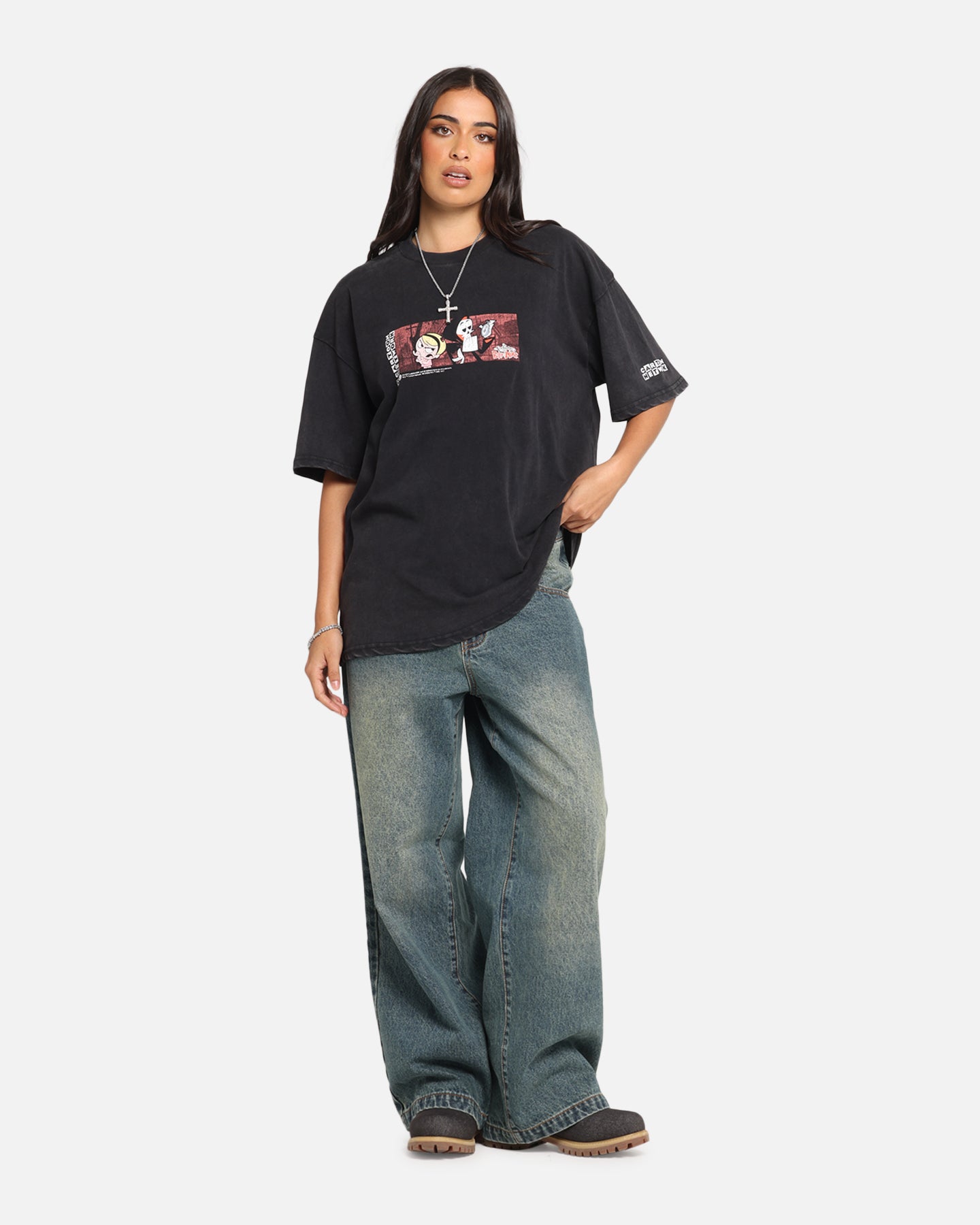 73 Studio X Cartoon Network Bill & Mandy Box Logo Vintage T-Shirt Black Acidwash、mySite、zt4zffjzw