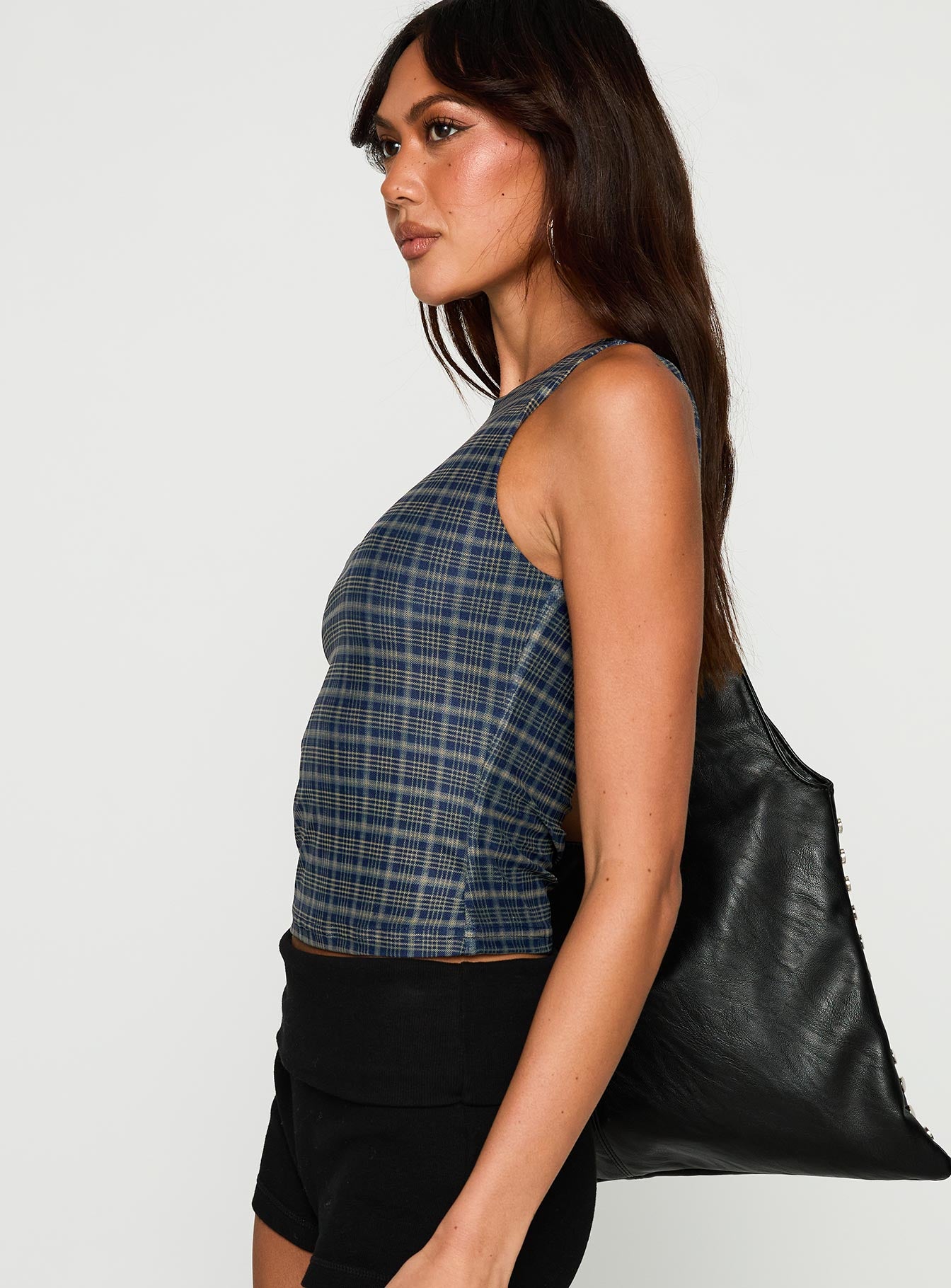 Your Main One Top Navy Check、mySite、solidvoid