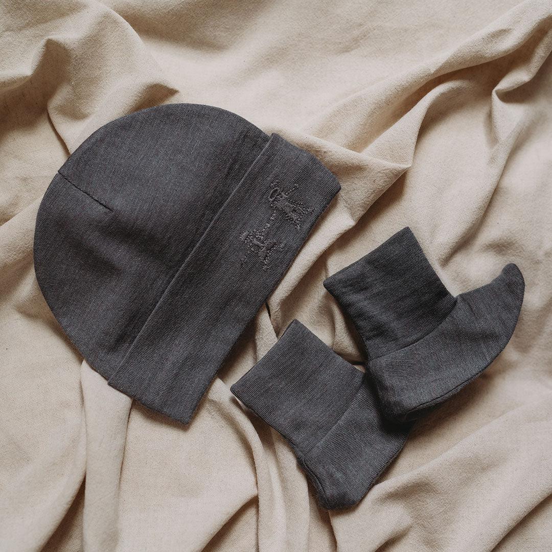  Merino Kids Cocooi Bootie & Hat Set - Dark Slate、mySite、merchandisen