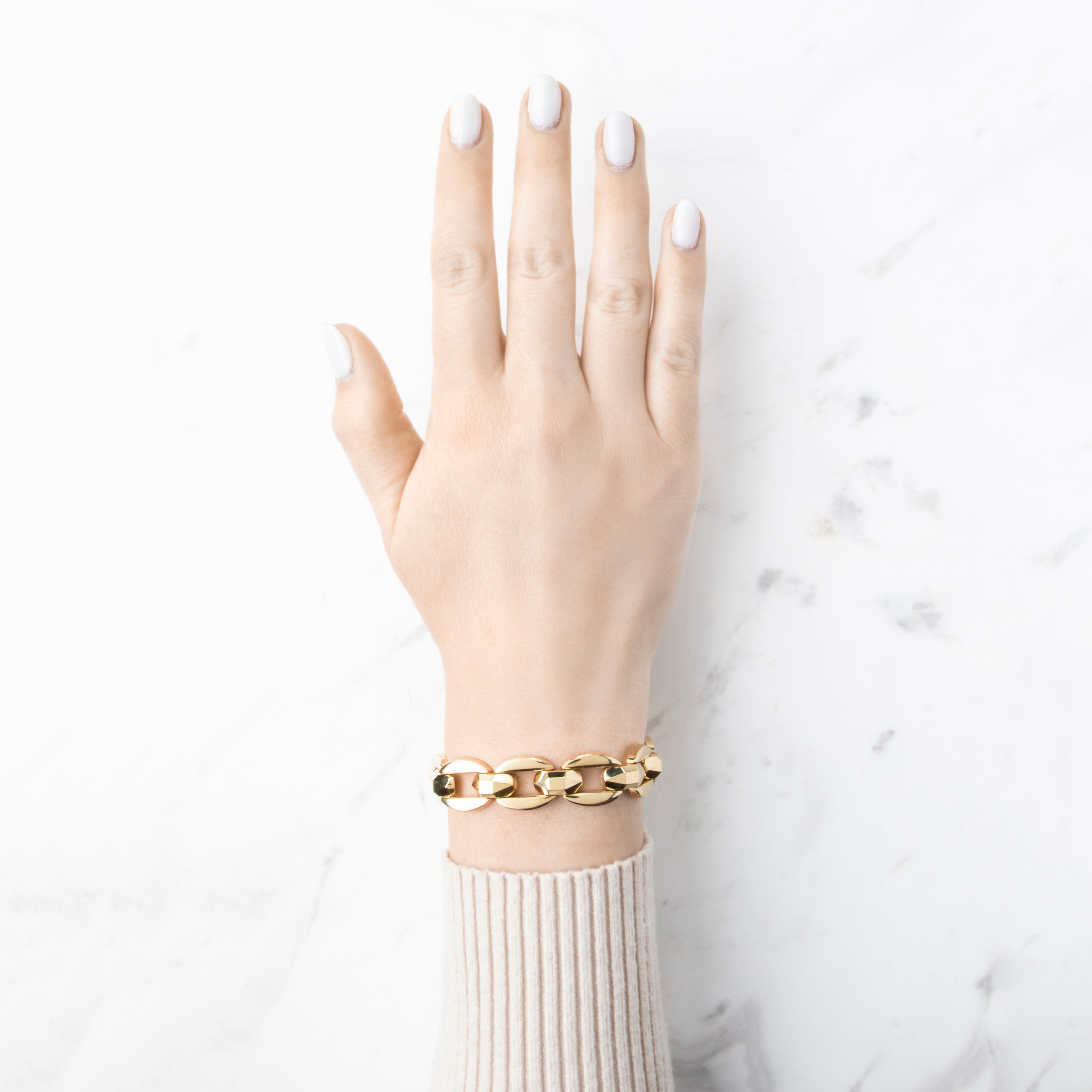 Vintage Heavy Italian 14k Yellow Gold Geometric Link Bold Bracelet 7、mySite、hinf8tx79