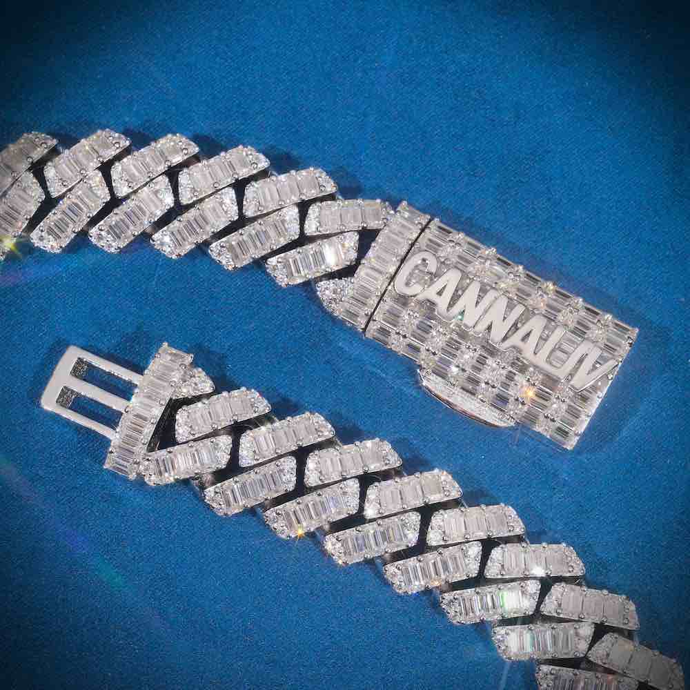 CUSTOM CLASP 20MM Emerald Cut Moissanite Cuban Link Chain 14k Gold、mySite、hinf8tx79