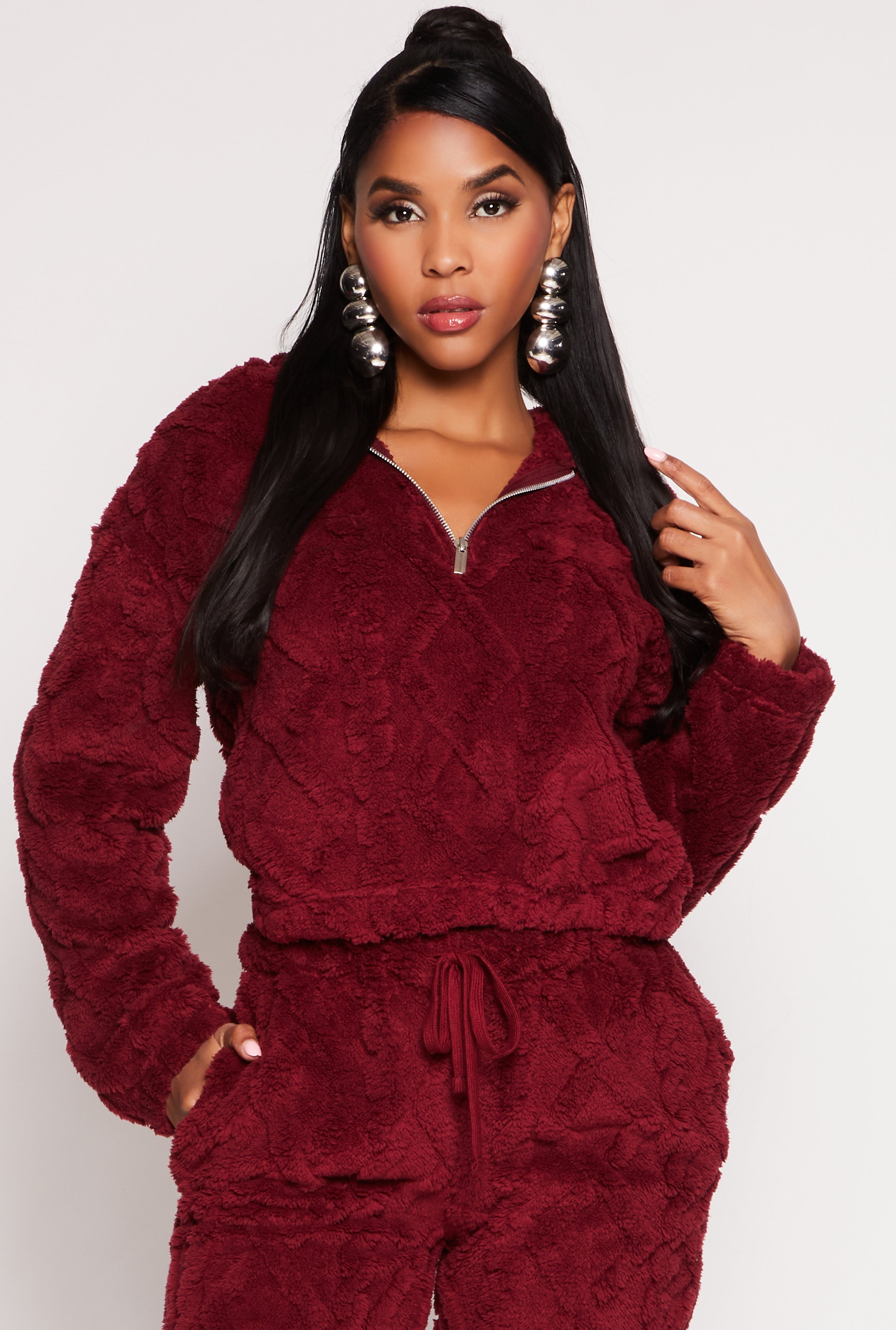 Almost Famous Faux Fur Half Zip Hoodie、mySite、camillekostekn