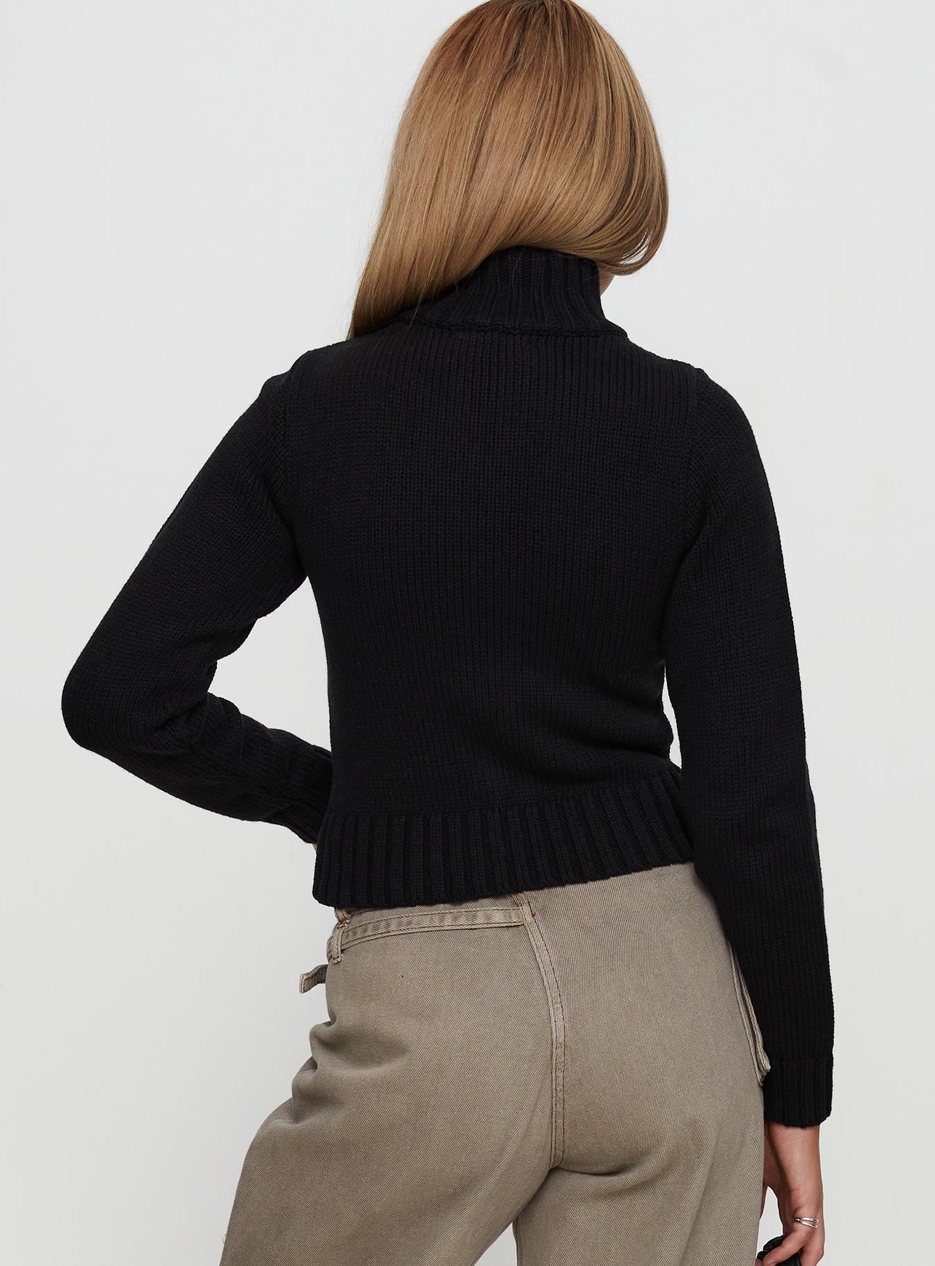 Nylah Zip Up Knit Jacket Black、mySite、solidvoid