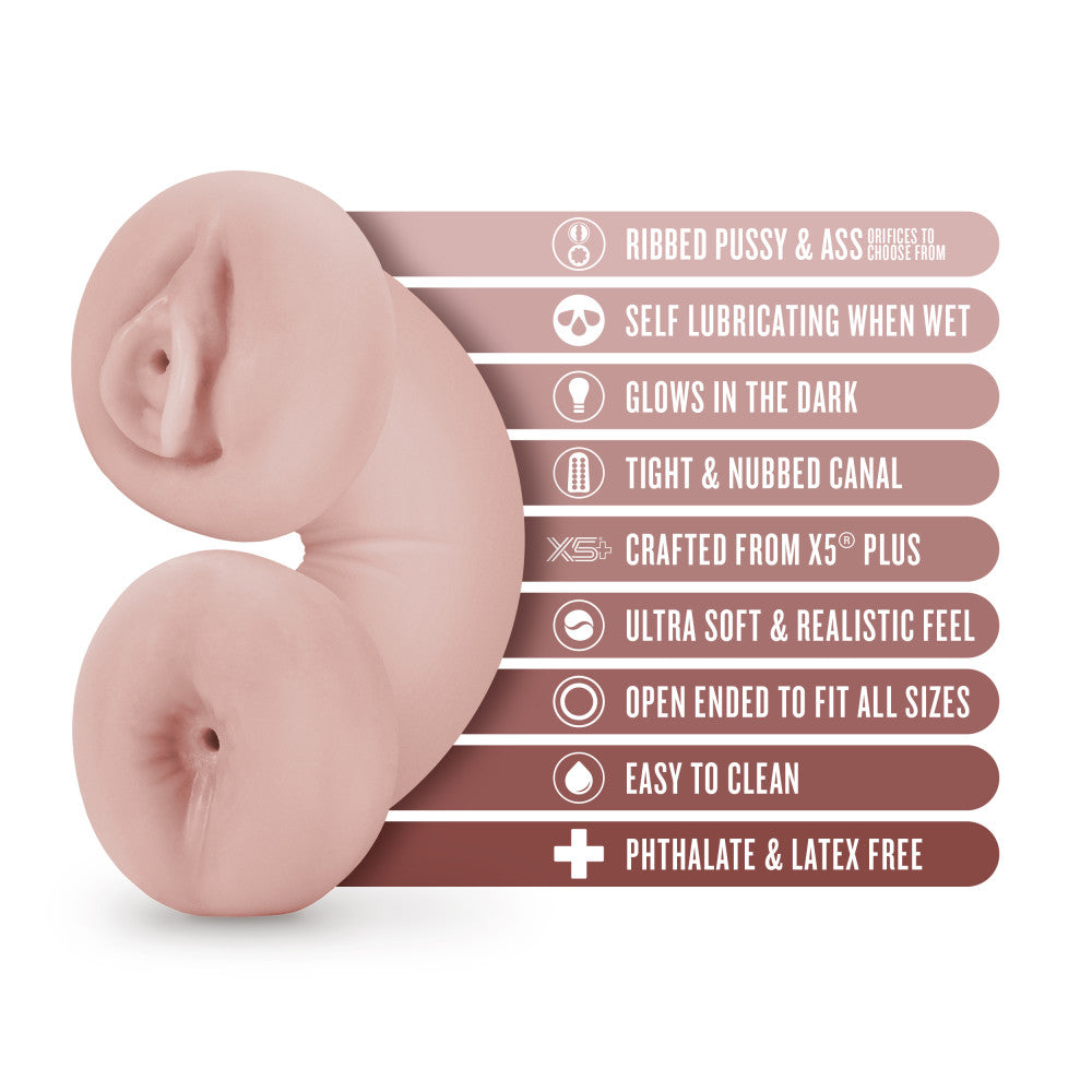 Enlust By Blush® | Tasha AI Male Masturbator Ribbed Pussy & Ass Orifices - Made With X5® Plus Ultra Soft Self Lubricating & Glow In The Dark - Beige、mySite、bottomscart
